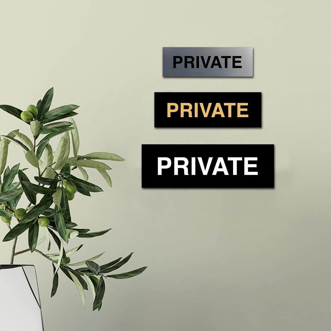 1 PCS Small Basic Private Sign Brushed Gold Office Business Door Plaque Marker