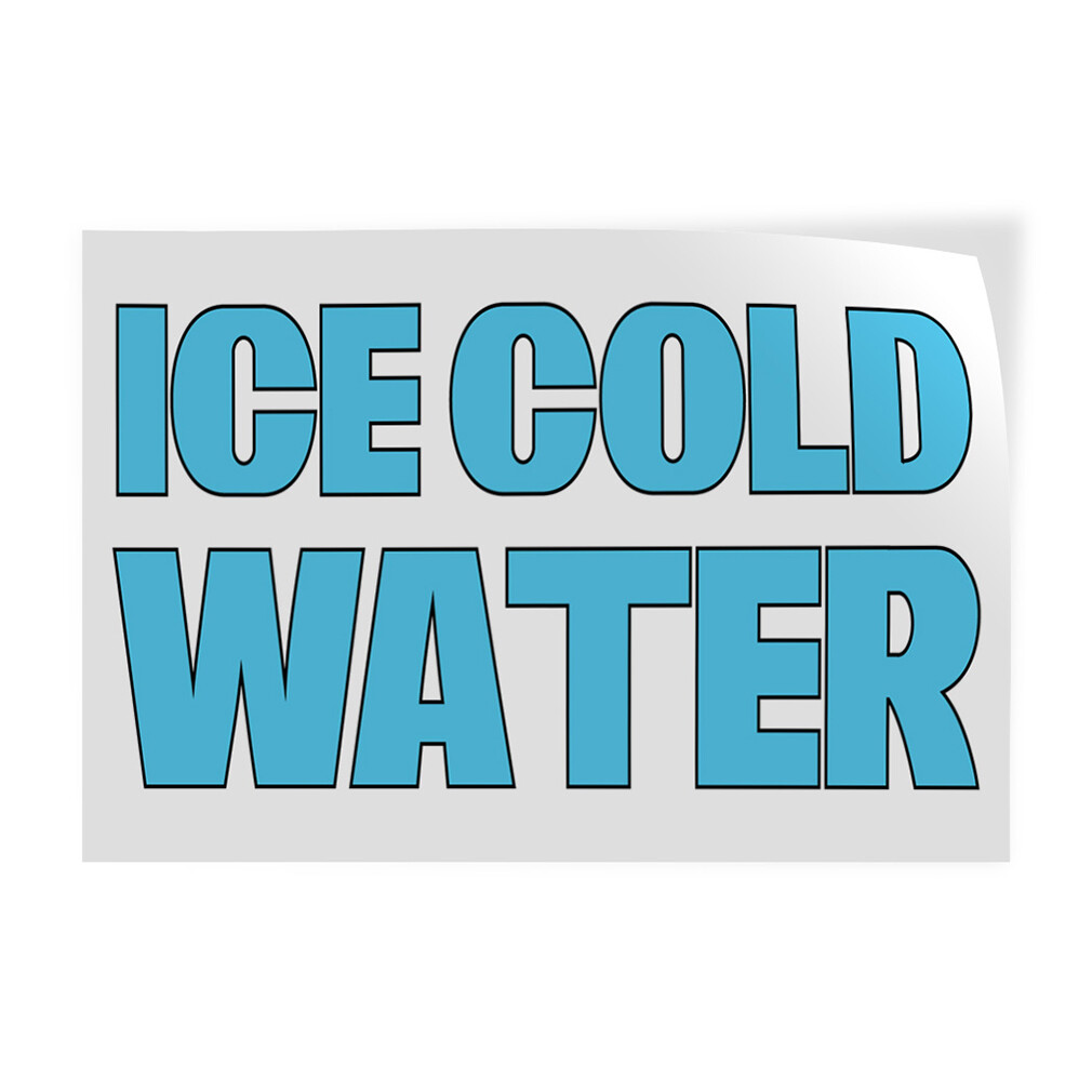 Decal Stickers Ice Cold Water Advertising Printing B Vinyl Store Sign Label