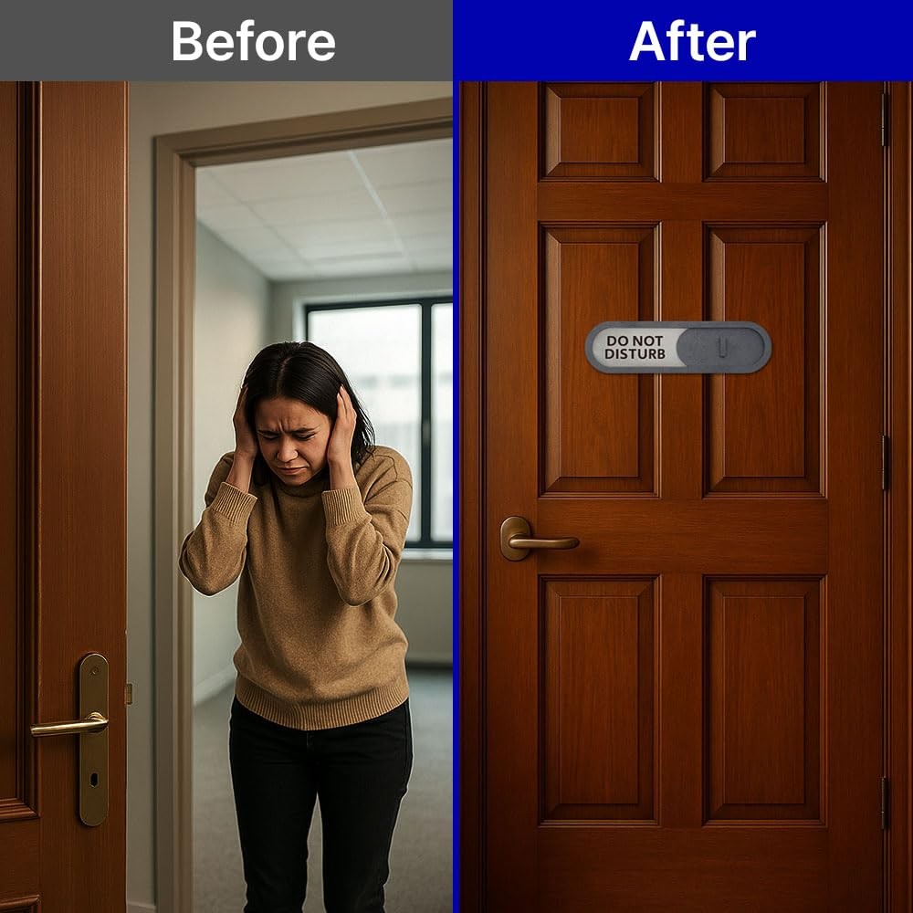 Do Not Disturb Welcome Slider Door Sign Home Office MDF Gray 7.5×2.2 Inch