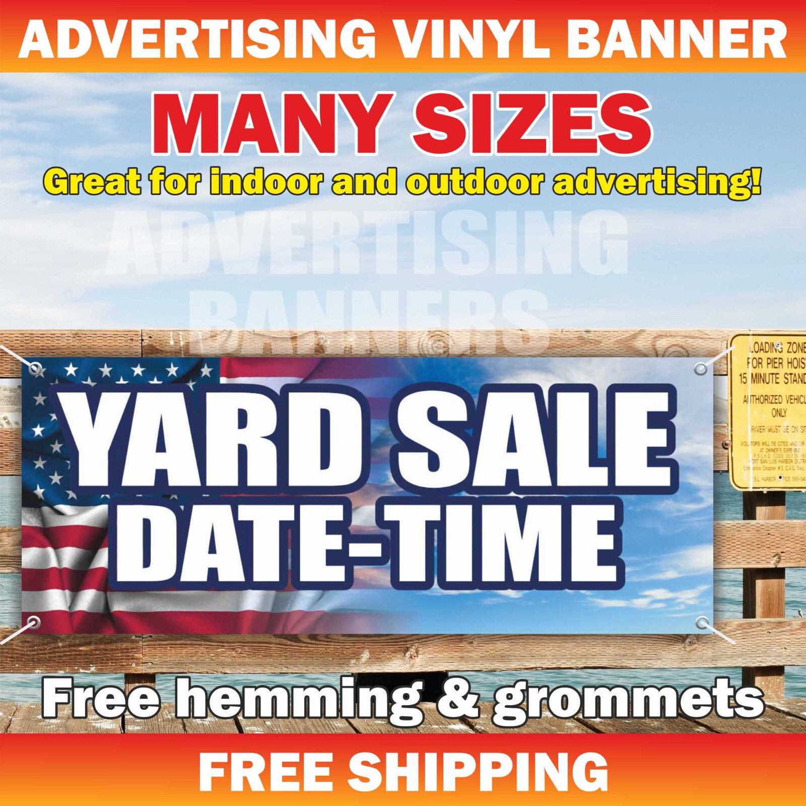 YARD SALE Advertising Banner Vinyl Sign garage sale flea market today moving