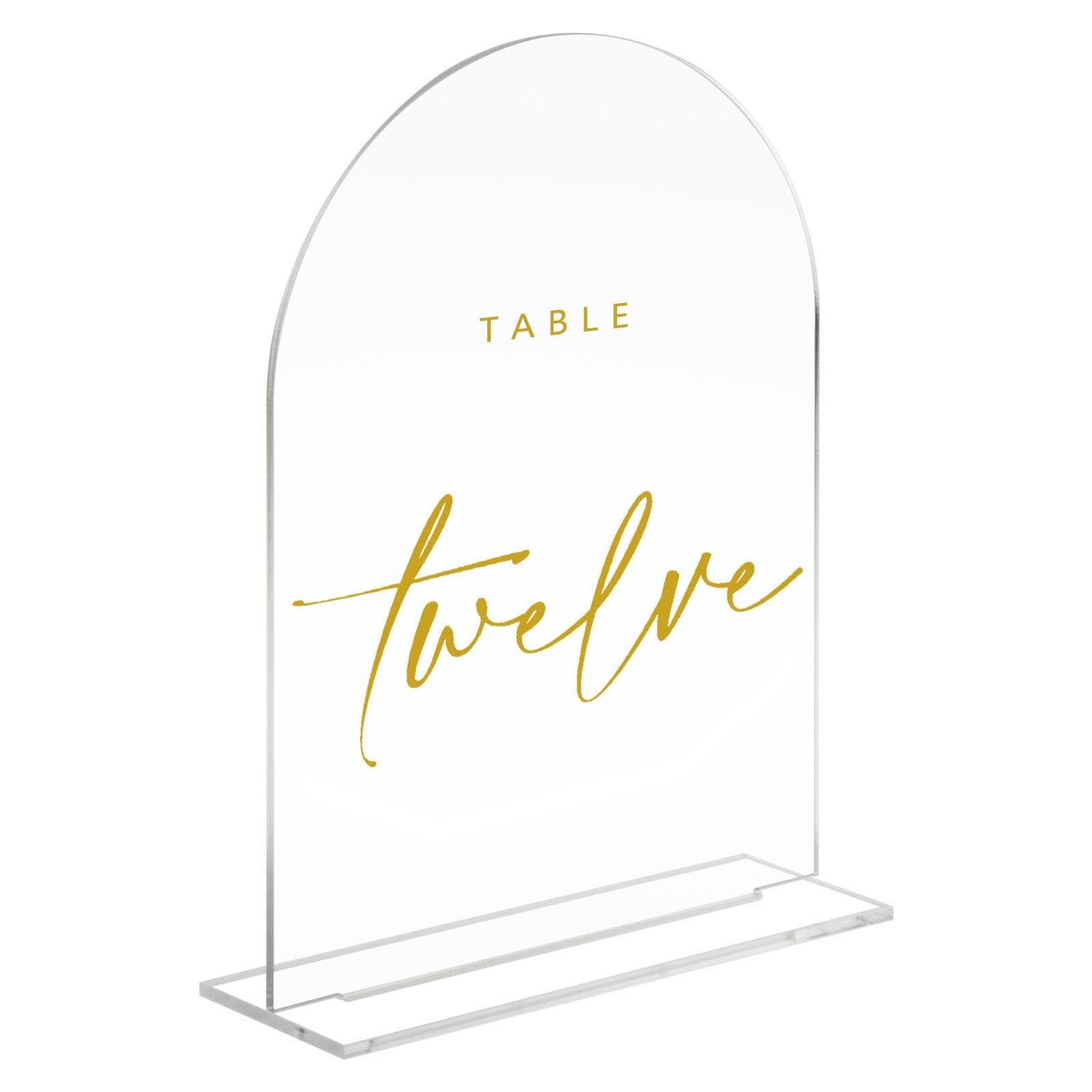 Clear Acrylic Arch Signs With Base Table Numbers Wedding Event 5×7 In 10 PK