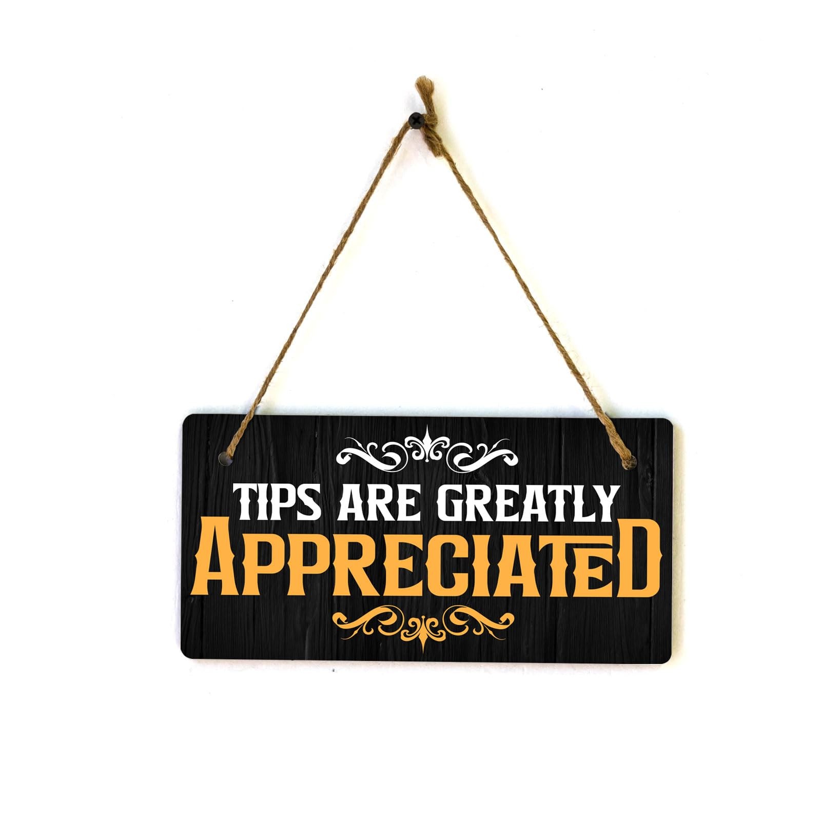 5×10 Inch Hanging Wall Door Sign Tips Are Greatly Appreciated Cafe Restaurant