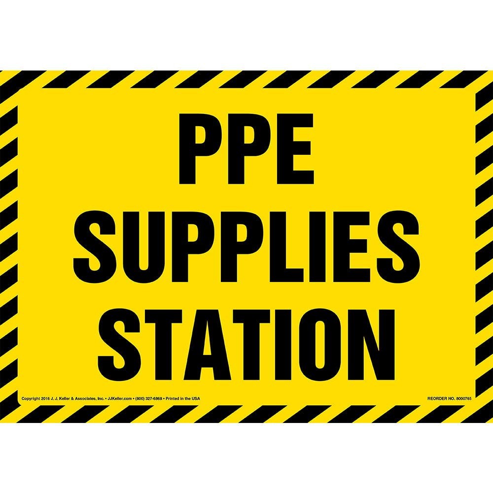PPE Supplies Station Sign 10×7 Inch Plastic Rounded Corners 5mm Hole Indoor