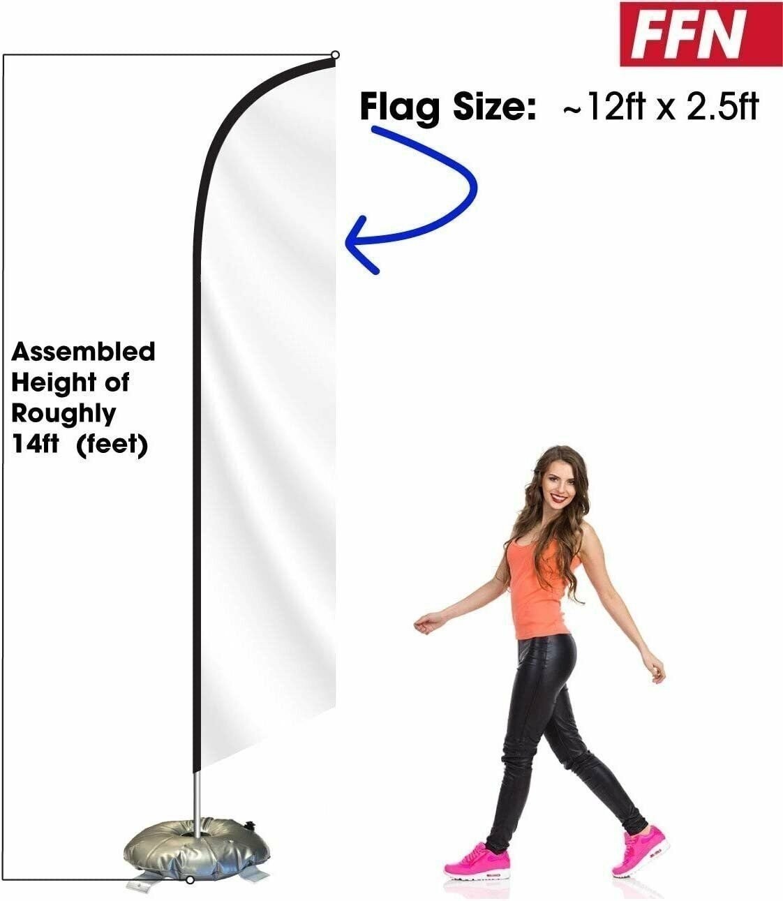 FFN Barber Feather Flag Kit with Cross-Base and Weight-Donut, Outdoor…