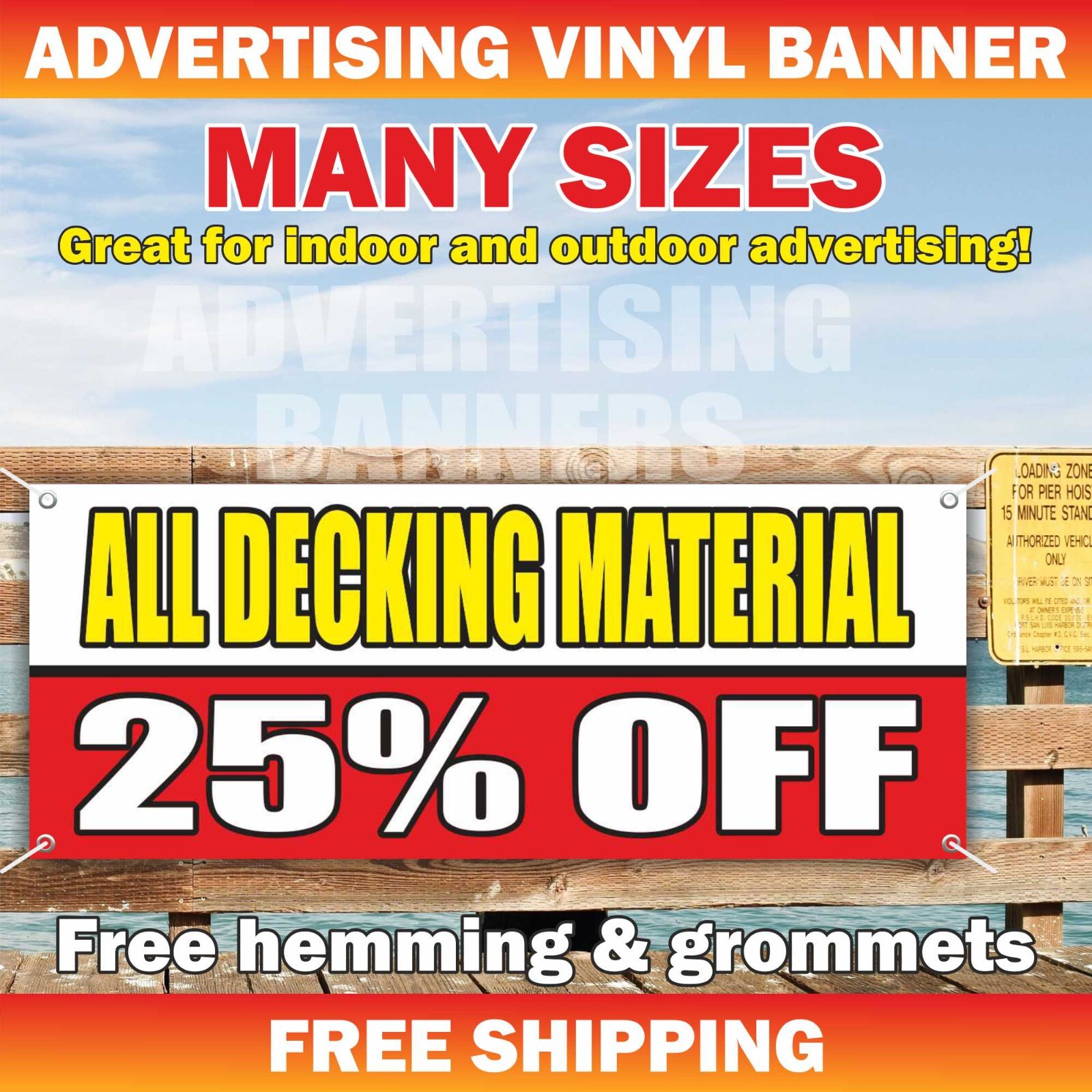 ALL DECKING MATERIAL 25% OFF Advertising Banner Vinyl Sign Sale Discount Save