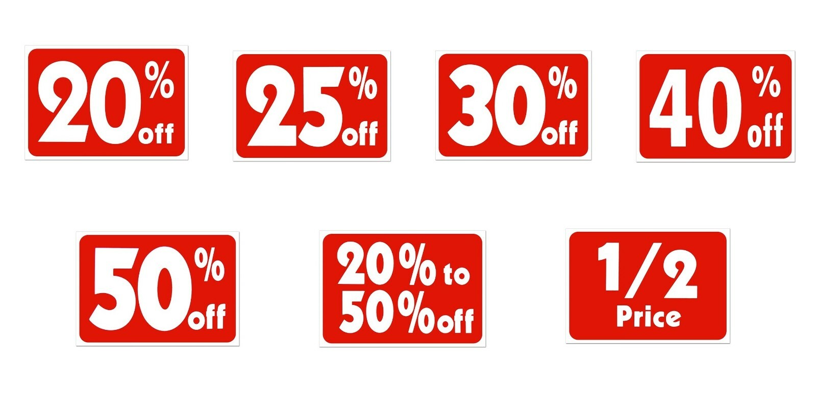 20% to 50% Off Sale Sign Business Retail Store Shopping Message Plastic Signs