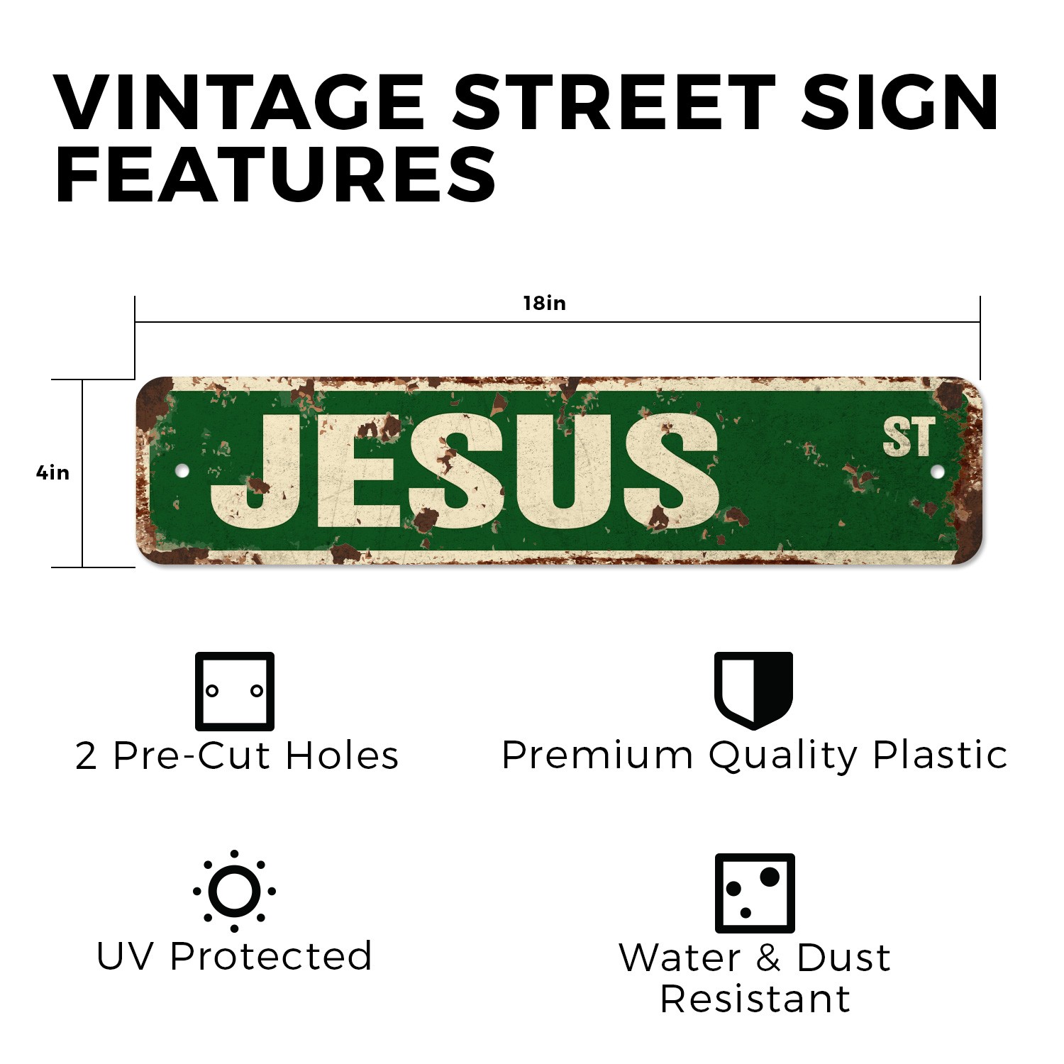 JESUS Vintage Style Street Sign Plastic Metal Road Sign Childrens Name Room Sign