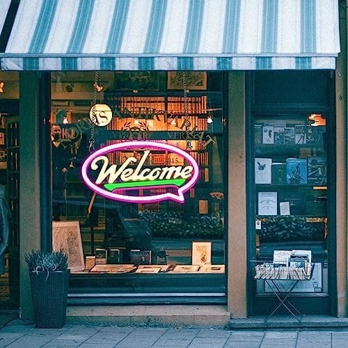 LED Welcome Sign for Business 16.9″ 4 Brightness 5 Lighting Modes Neon Bar Shop