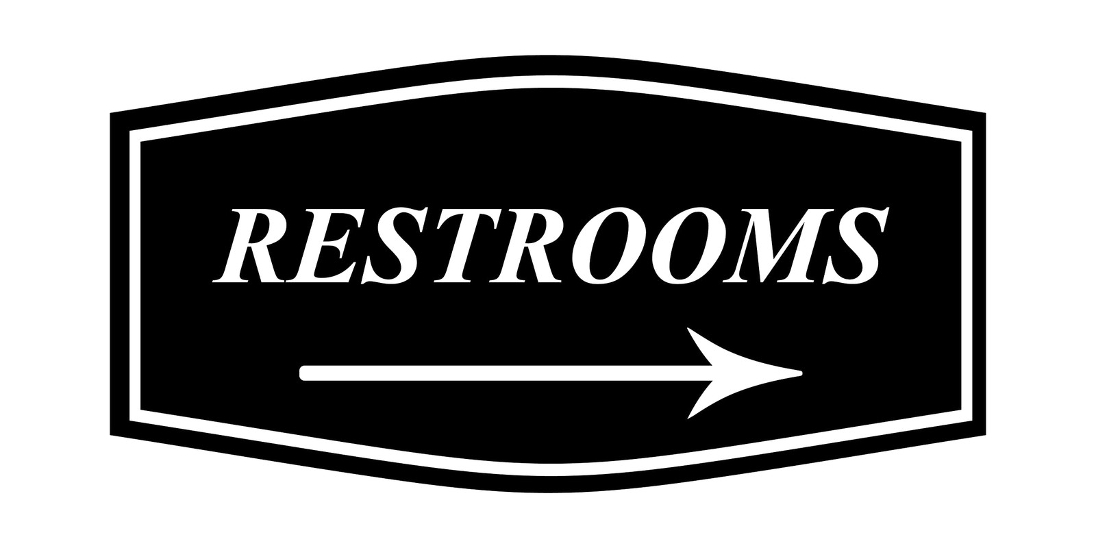 Fancy Restrooms Right Arrow Sign Black Large 1 Pack Office Door Signage Pot