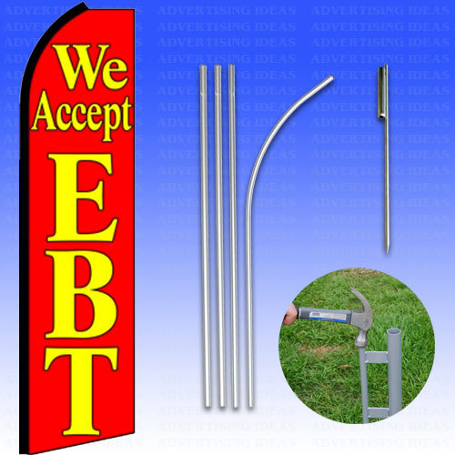 Feather Flag Swooper Advertising Flag Banner Sign 15′ Tall Kit – We Accept EBT
