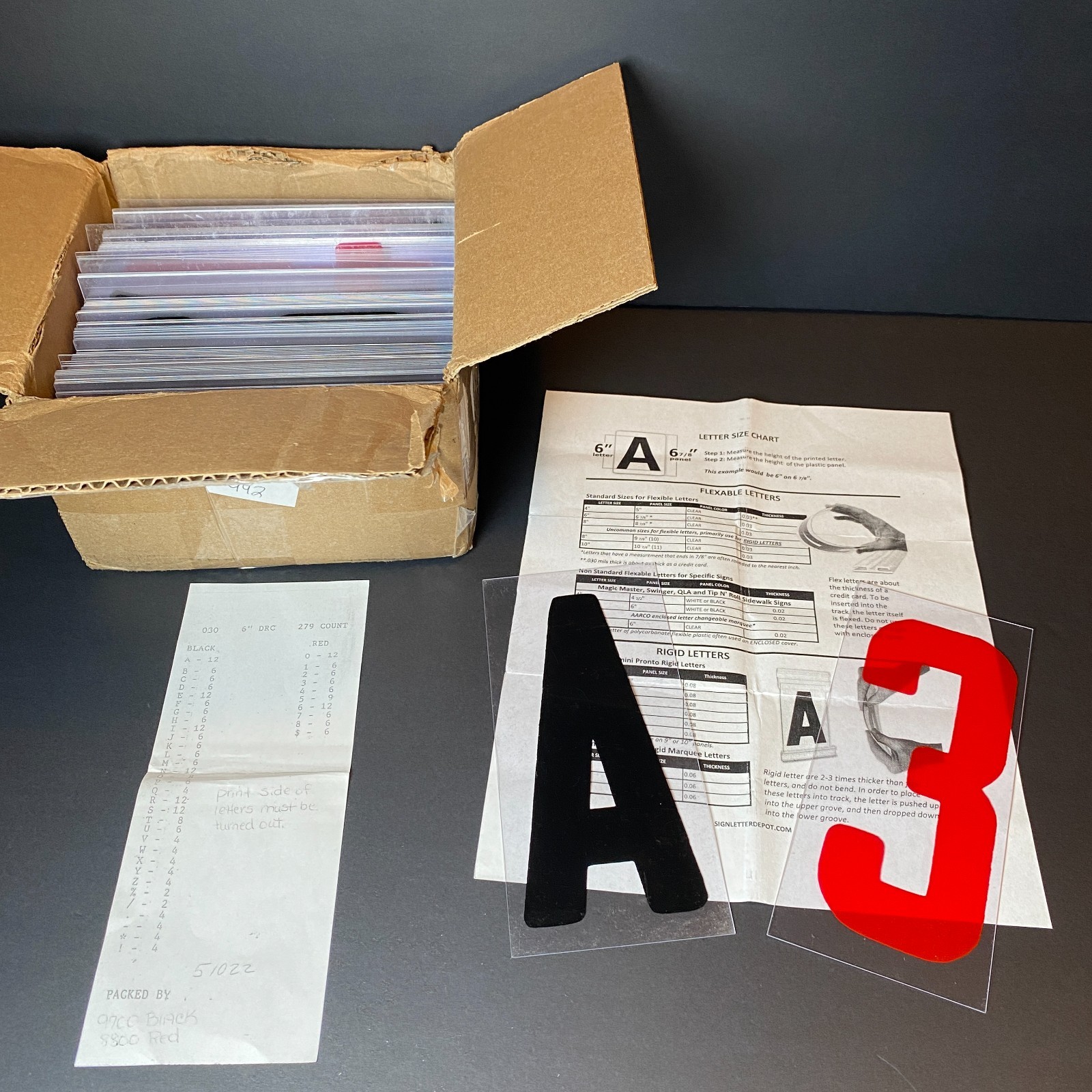 279 Outdoor Sign Condensed Flexible Flex Sign Letters Numbers 6″ on 6 7/8″ Set