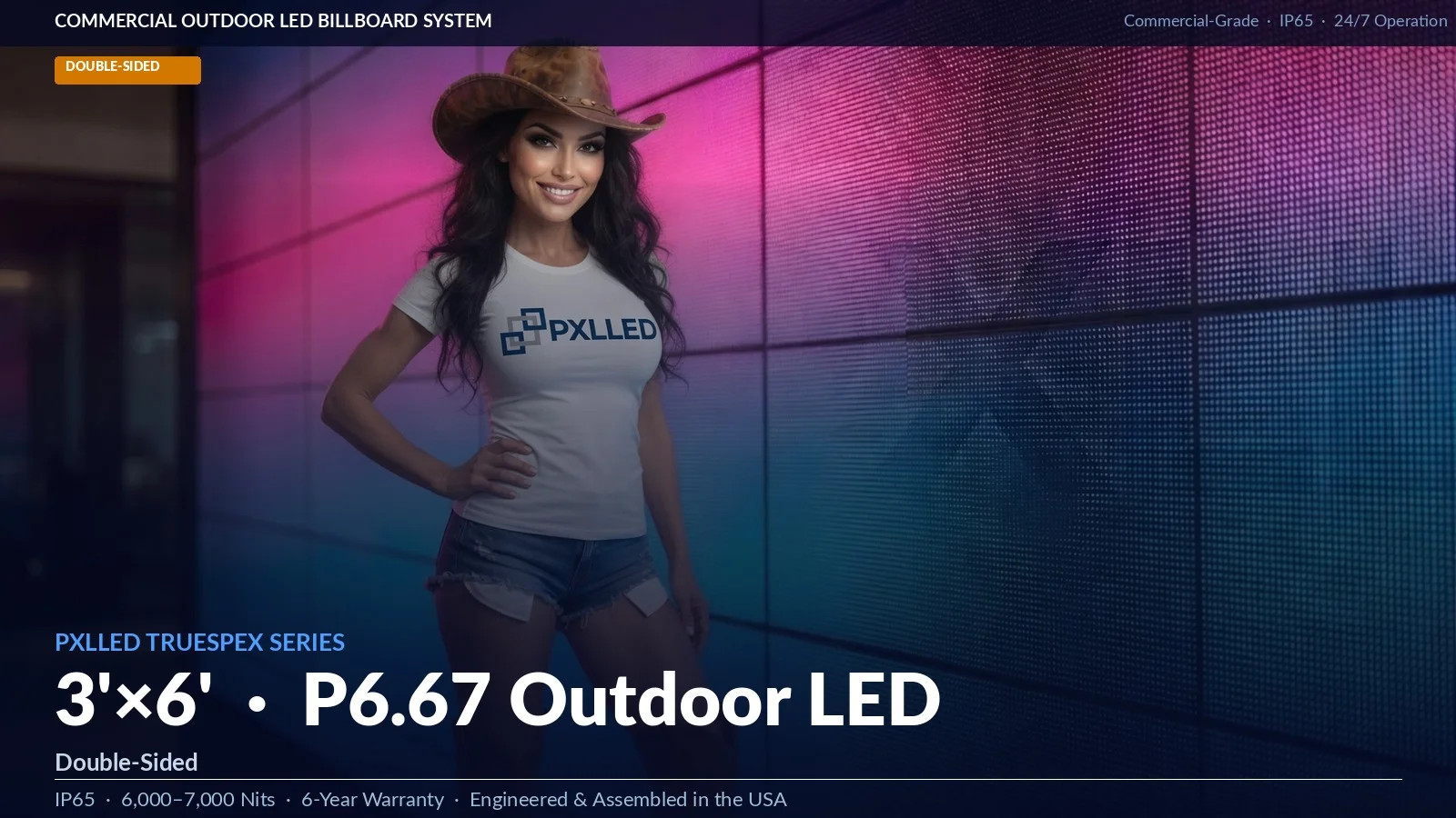 3×6 FT Outdoor LED Billboard P6.67 Double-Sided Programmable Digital Sign IP65