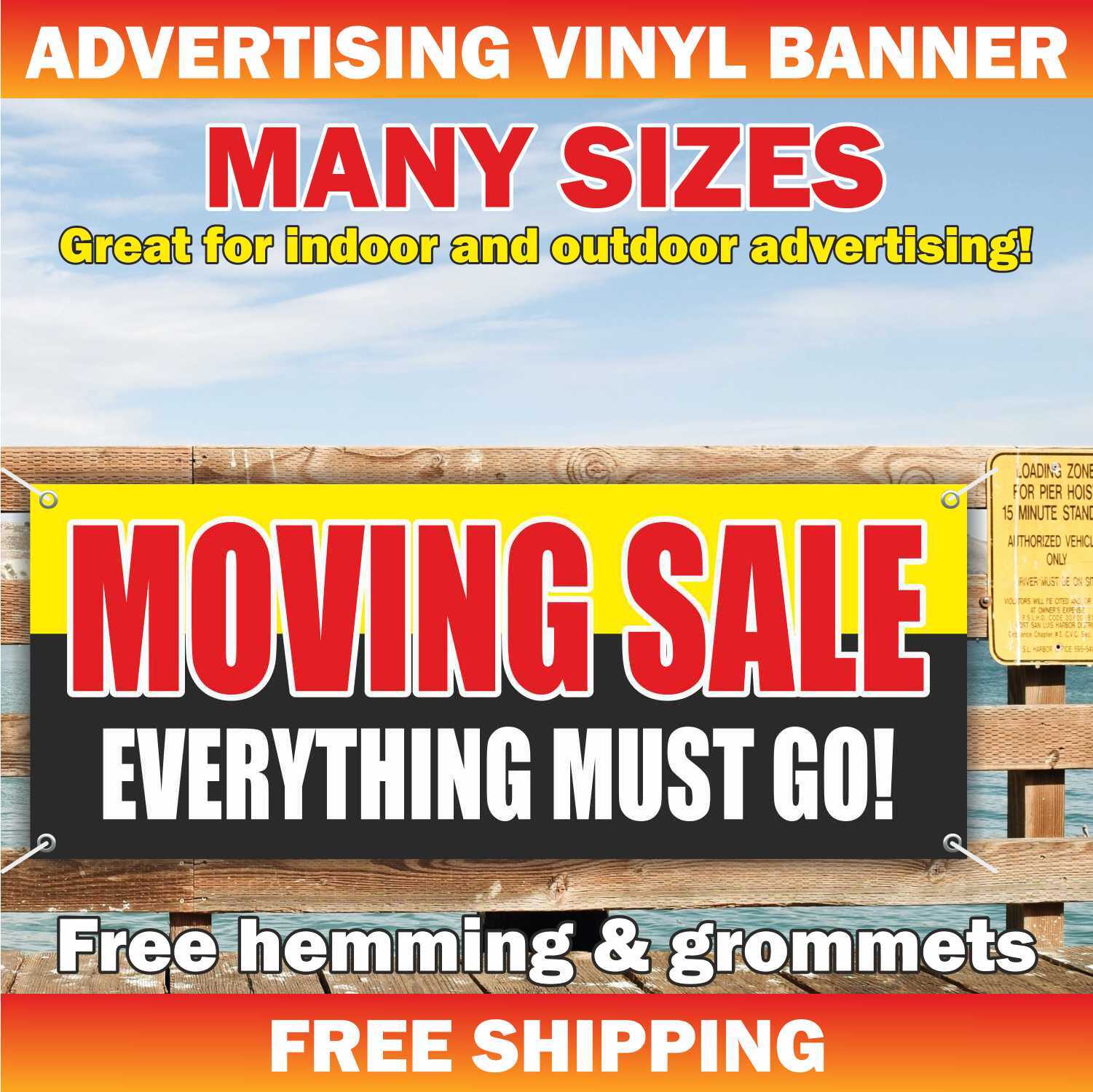 MOVING SALE Advertising Banner Vinyl Mesh Sign EVERYTHING MUST GO discount shop