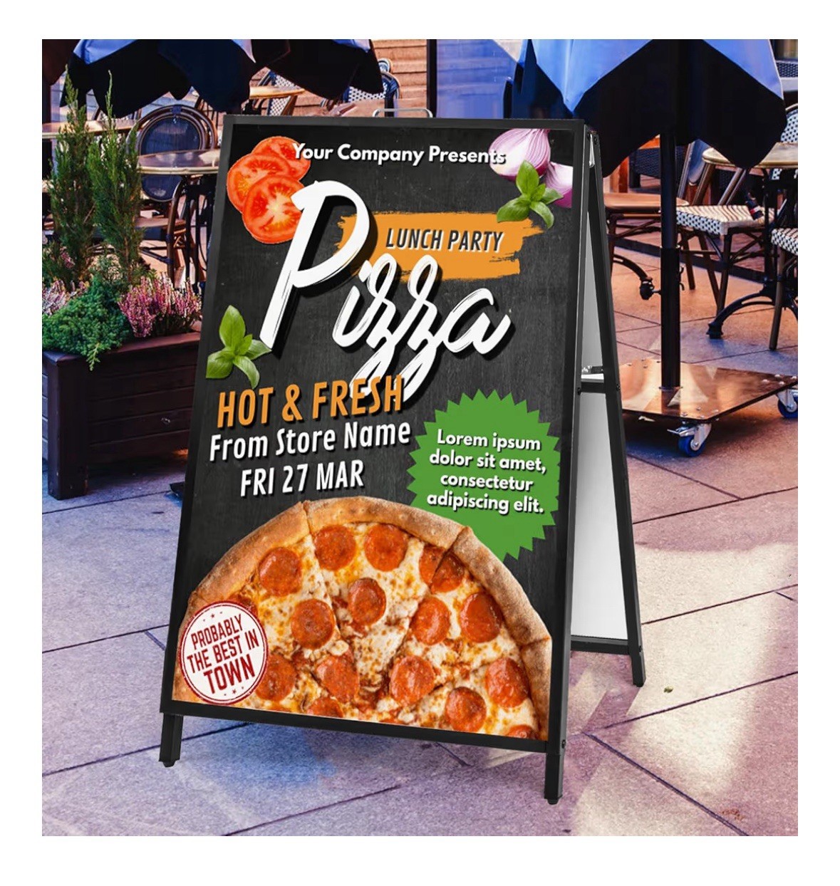 Set of 2 USCNC A-Frame Sidewalk Sign Boards 24×36 Black Metal Frames Double-Side