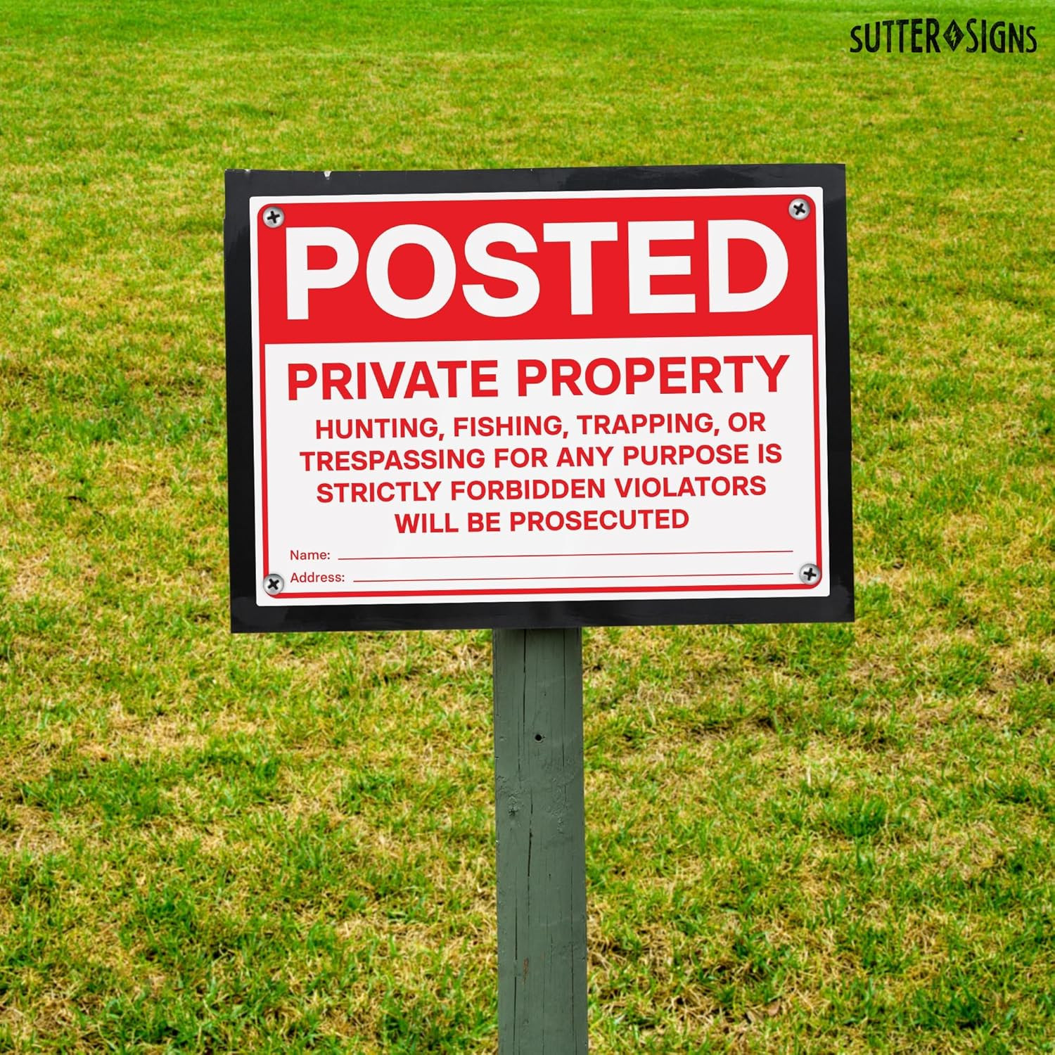Posted Private Property Signs 4 PK | No Hunting No Trespassing PVC Signs with Mo