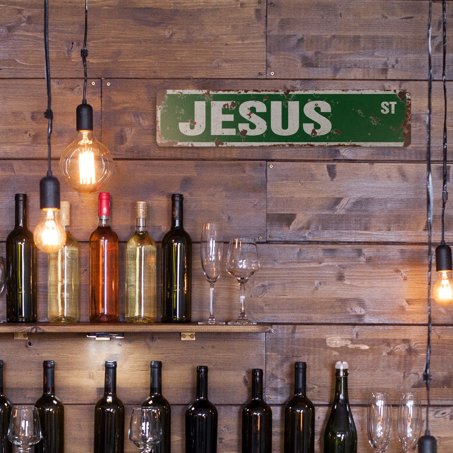 JESUS Vintage Style Street Sign Plastic Metal Road Sign Childrens Name Room Sign