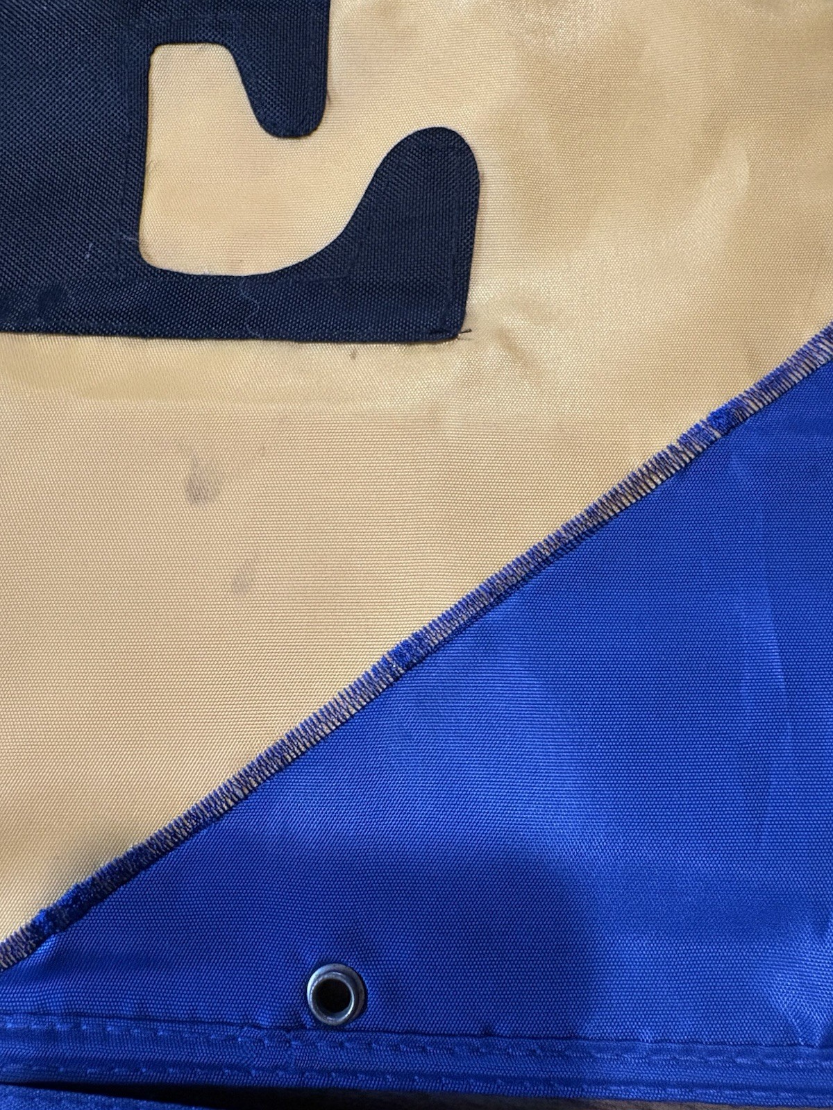 SALE Two Sided Grommets Sewn Letter Nylon Retail Banner Yellow Blue & Black (2)