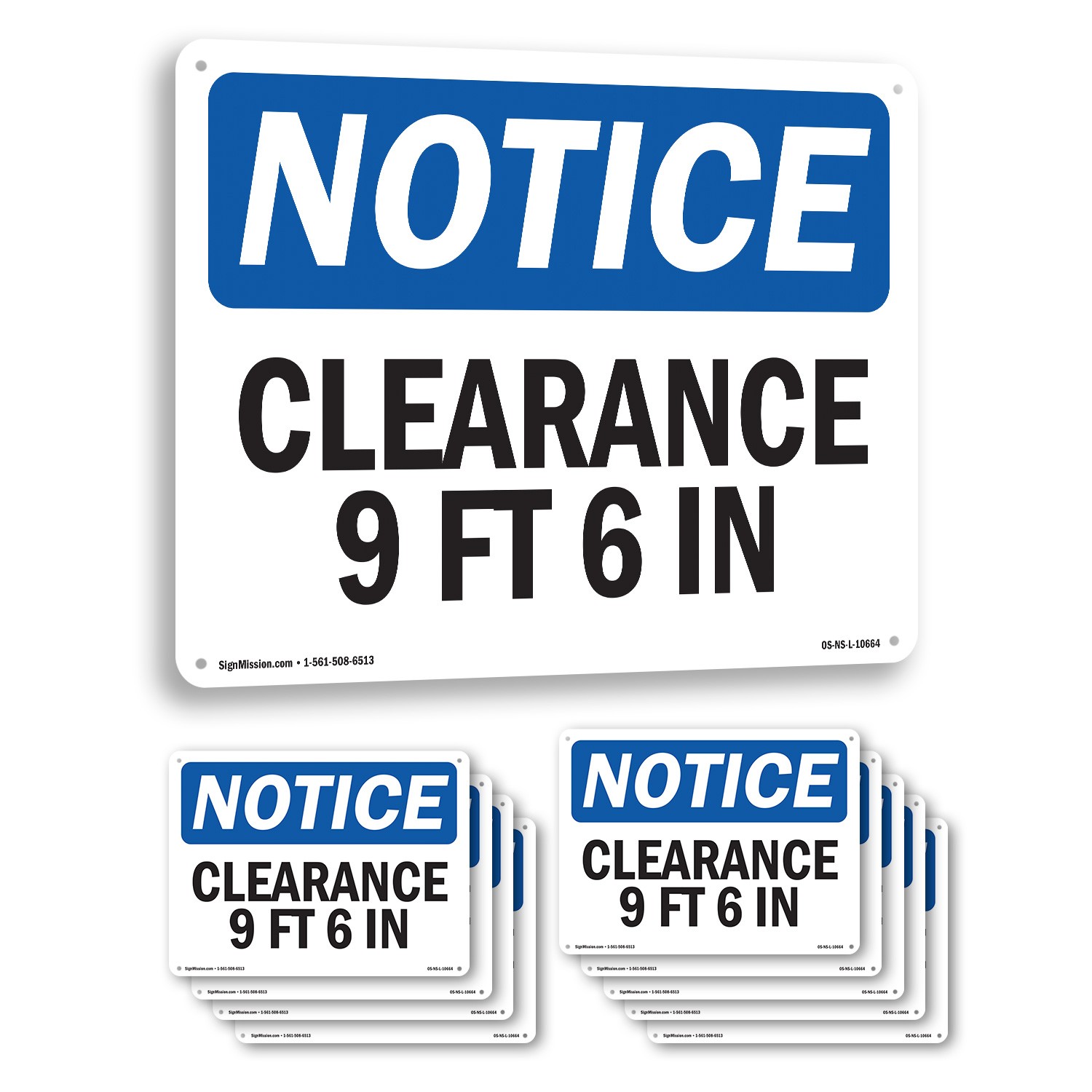 Clearance 9 Ft 6 In OSHA Notice Sign Metal, Plastic, Or Decal – 5 or 10 Pack