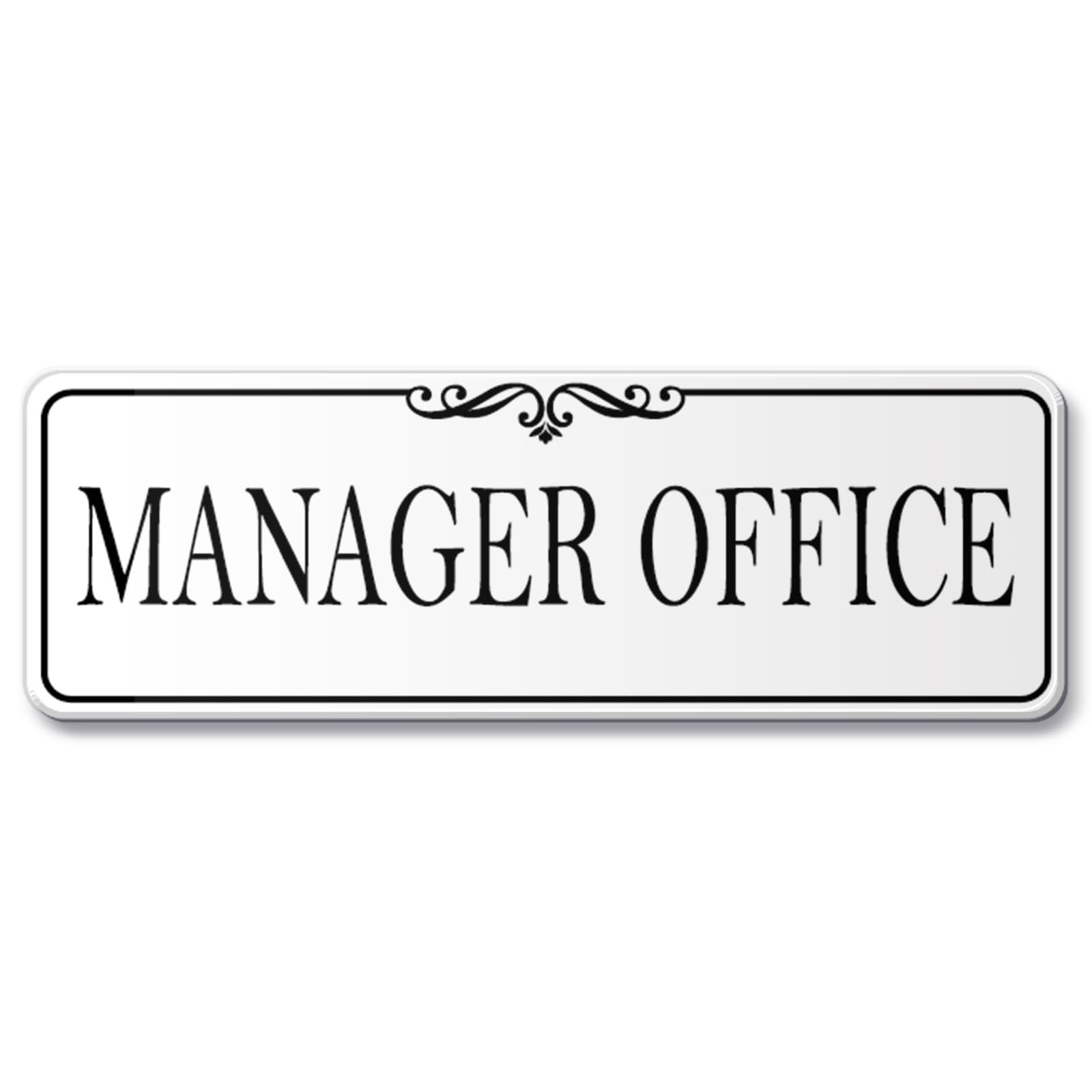 9×3 Inch Manager Office Sign Elegant White Acrylic Self Adhesive Wall Door