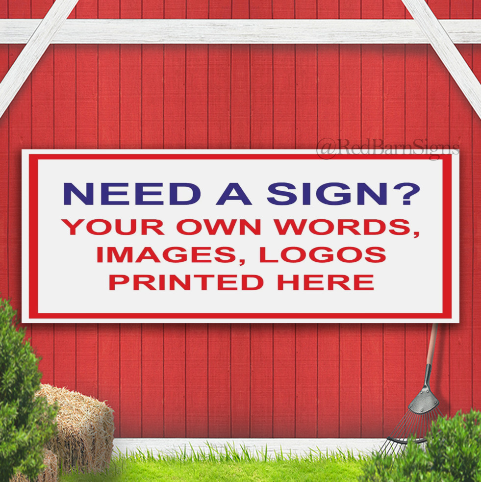 Custom Made Personalized Banner Sign designed for you -Any size colors text logo