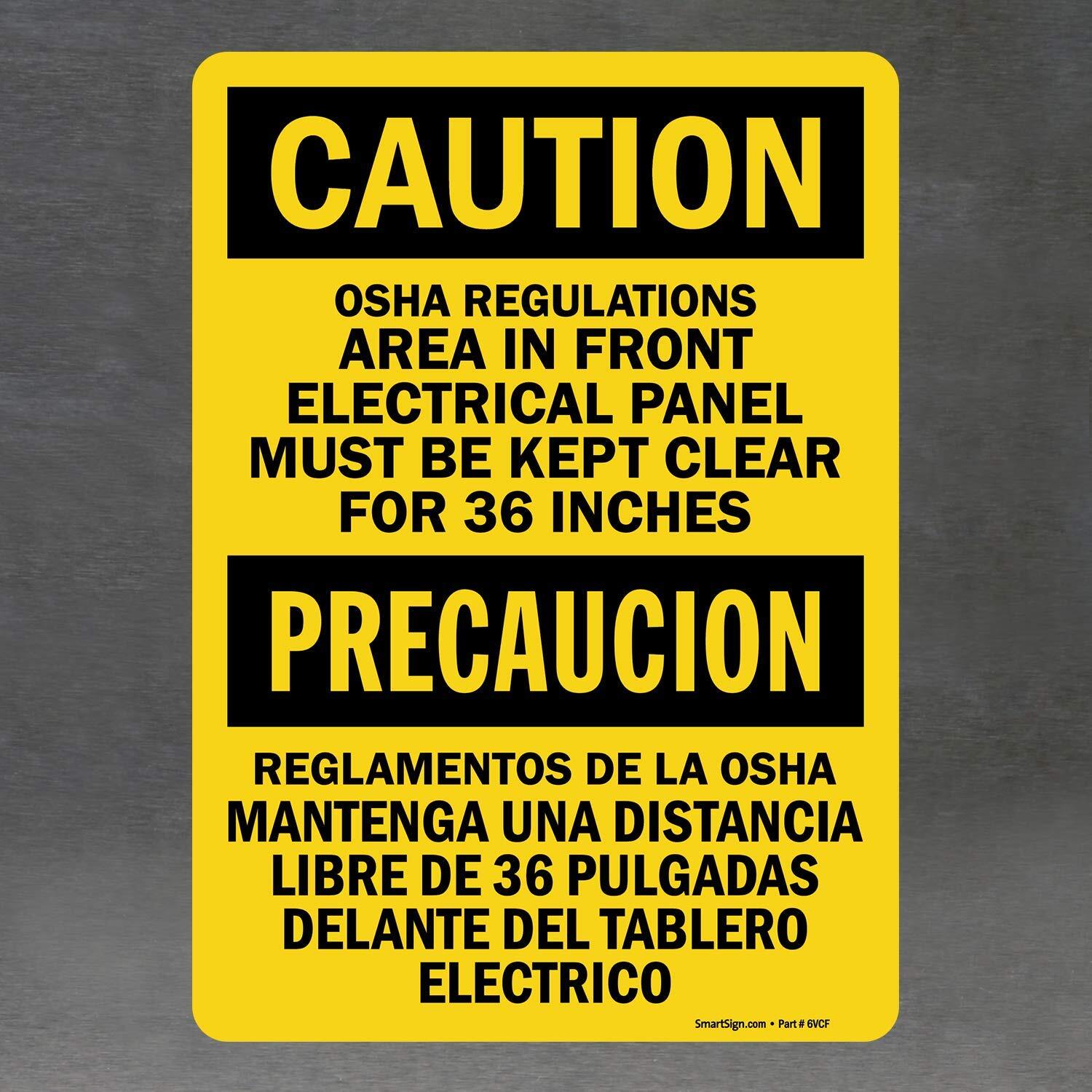 “Caution – Area In Front Of Electrical Panel Must Be Clear For 36 Inches” Bil…