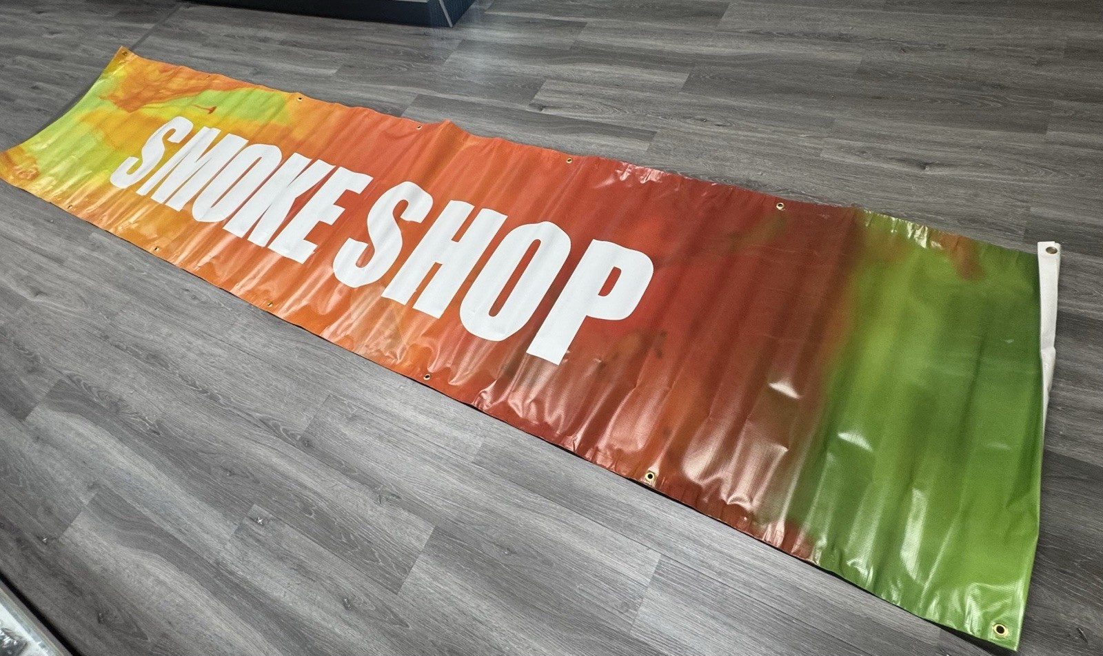 Vinyl Smoke Shop Banner Multi-Color with Pre-Grommet for Hanging 147.5”x31.5”