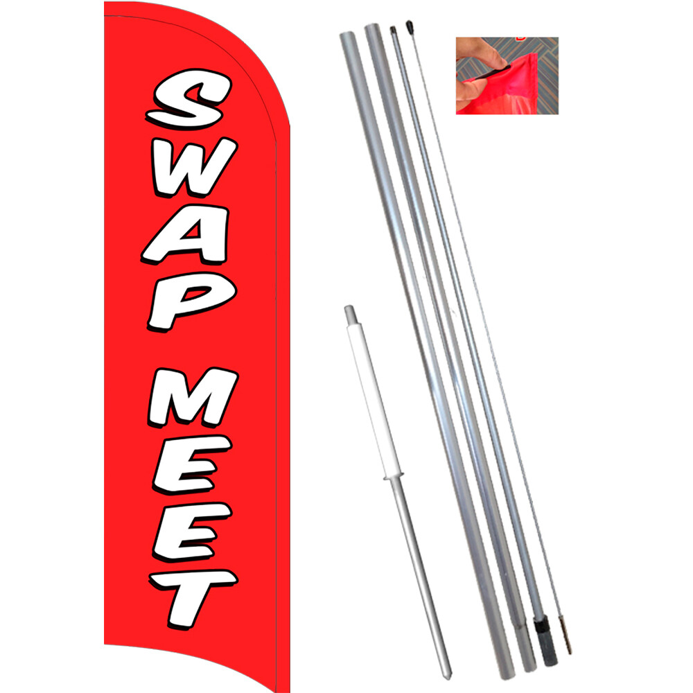 SWAP MEET Windless Feather Flag Bundle (Complete Kit) OR Optional Replacement Fl