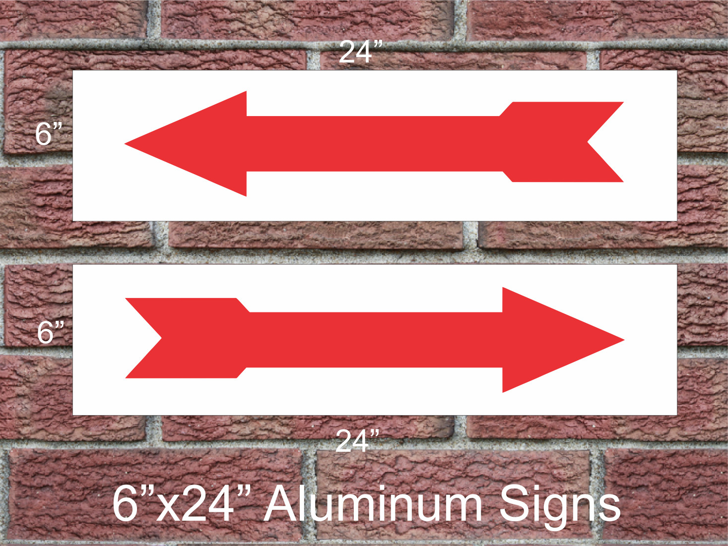 2 ARROW Aluminum Metal Signs Red & White 6″x24″ 2 Sided Real Estate Rider