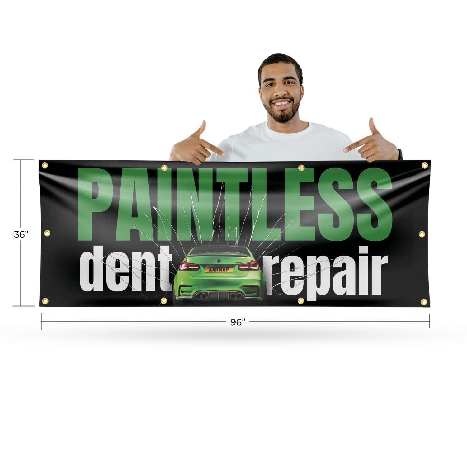 Paintless Dent Repair Banner Sign 36 Inch x 96 Inch | 13 oz Vinyl with Metal …