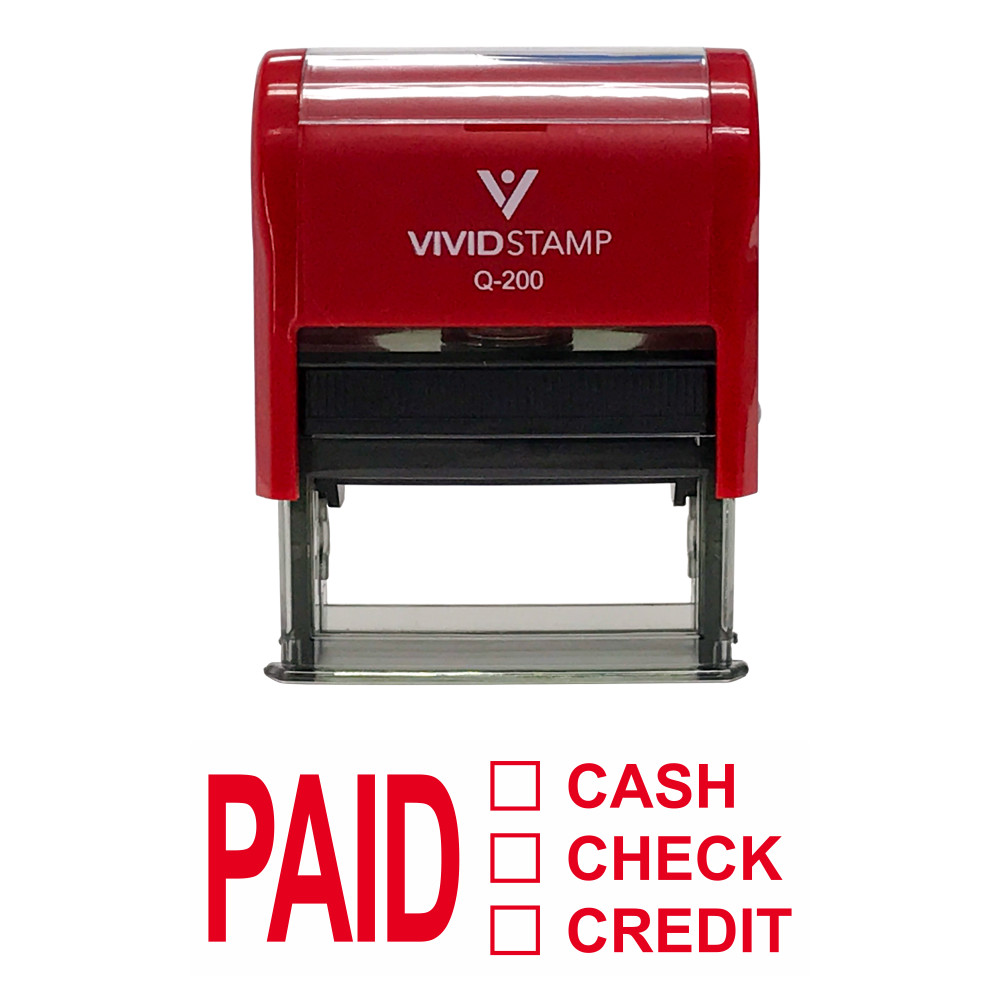 Paid Cash Check Credit Self Inking Rubber Stamp