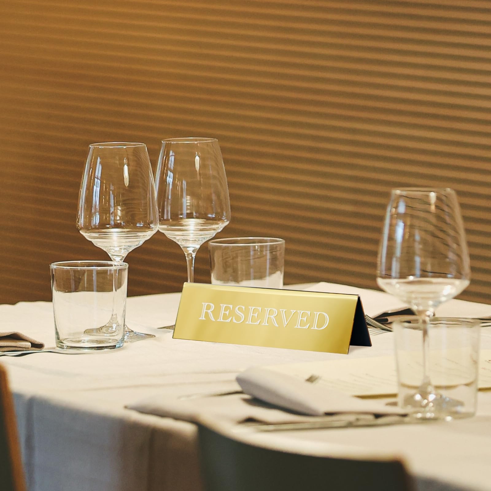 6 PCS Gold Mirror Acrylic Reserved Table Tent Signs 7.9×2.7 Inch Wedding Decor
