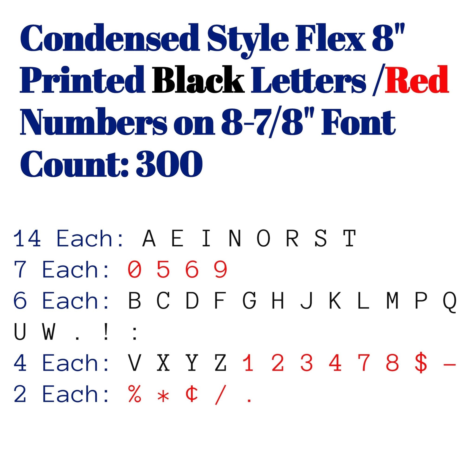 Changeable Outdoor Sign Flexible Letters – Condensed Style – 8″ on 8-7/8″ Black