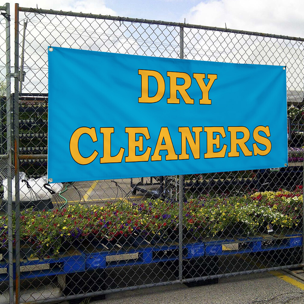 Vinyl Banner Multiple Sizes Dry Cleaners Blue Business Advertisement Business