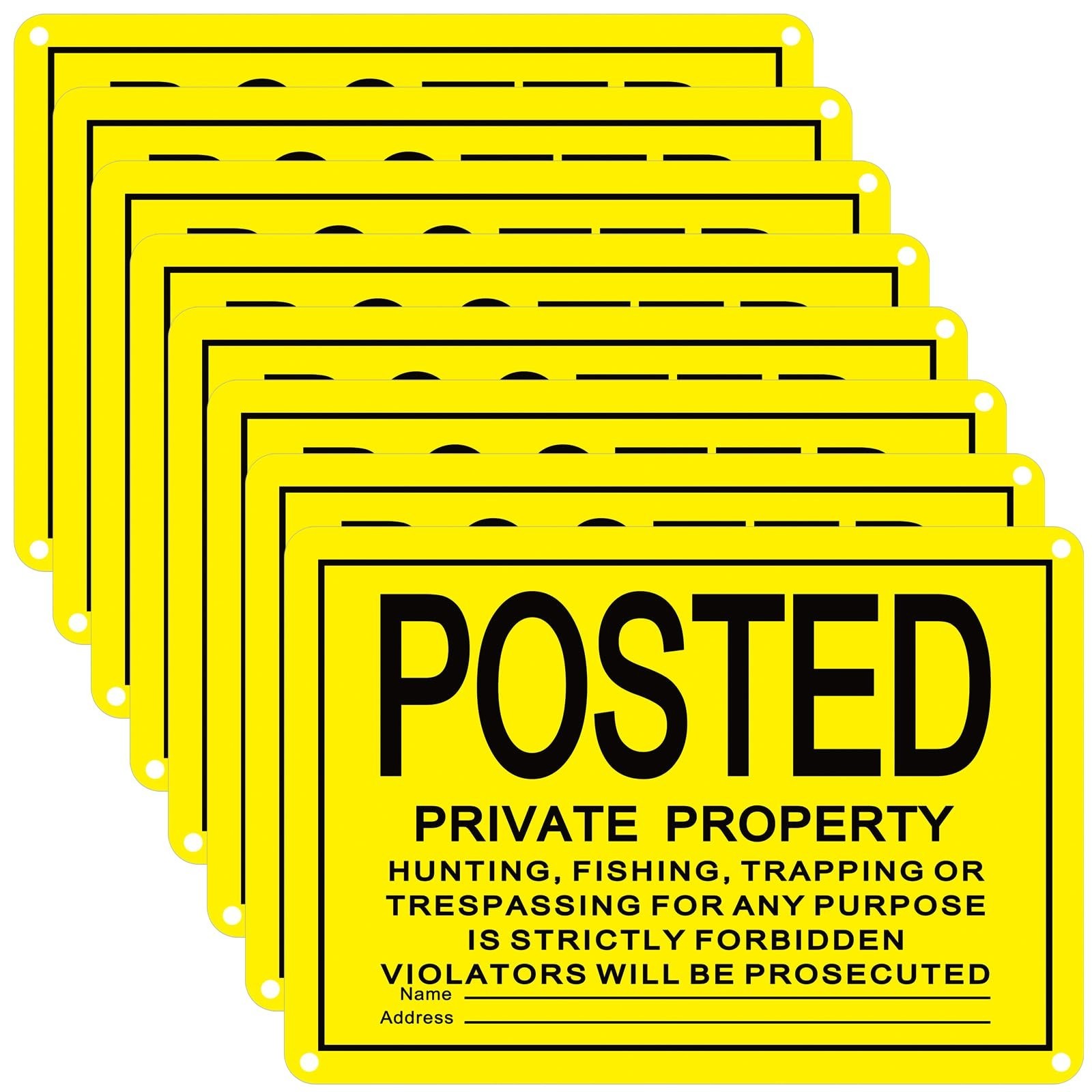 8 Pcs Posted No Trespassing Signs Private Property 10 X 7 Inch Metal No Hunting