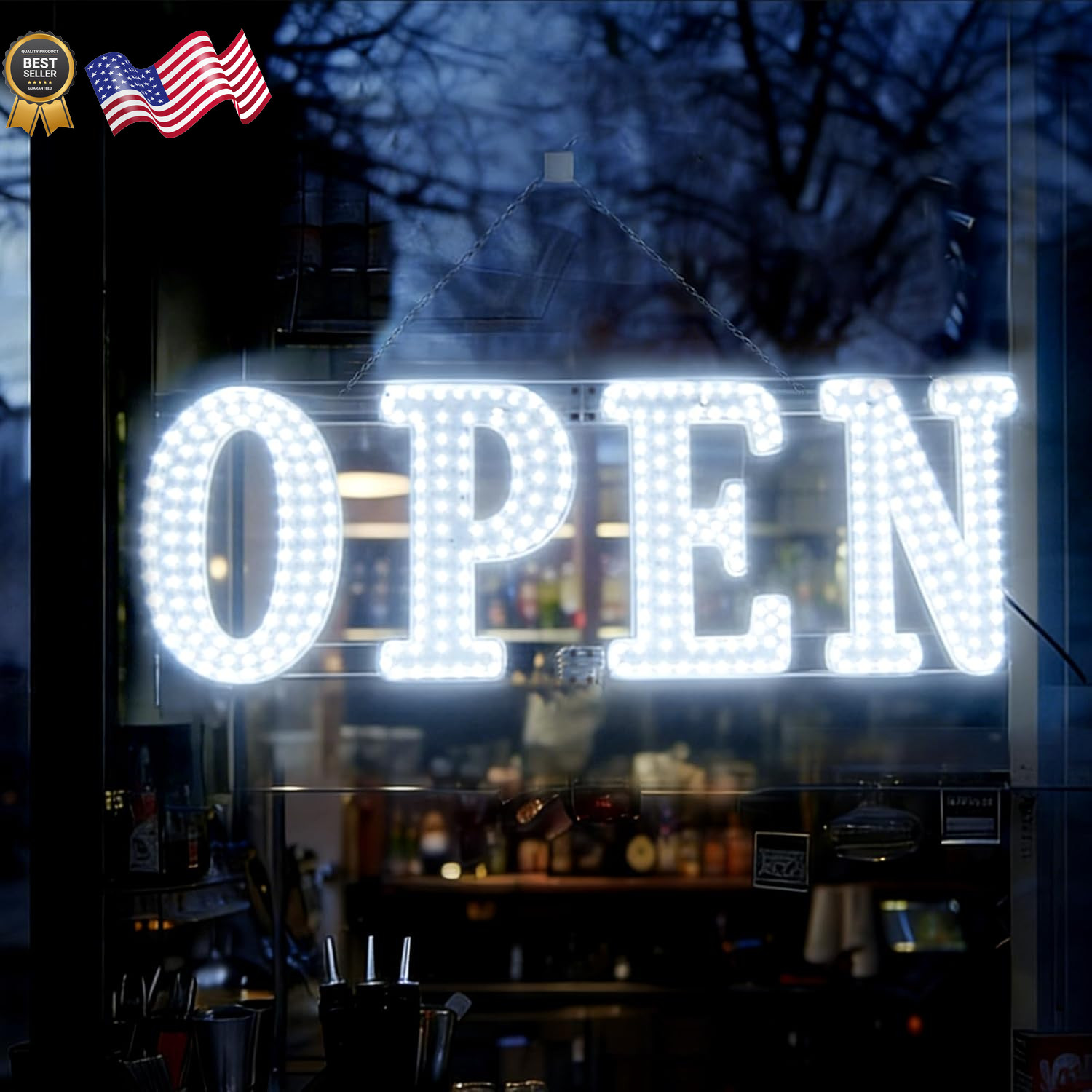 Open Sign for Business 30″X10″ with Timer and Remote Control, 10 Flashing Modes