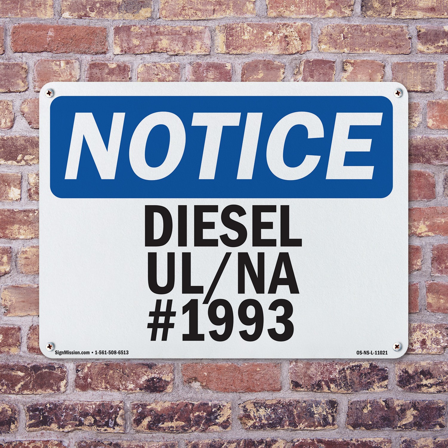 Diesel Un Na # 1993 OSHA Notice Sign Metal, Plastic, Or Decal – 5 or 10 Pack