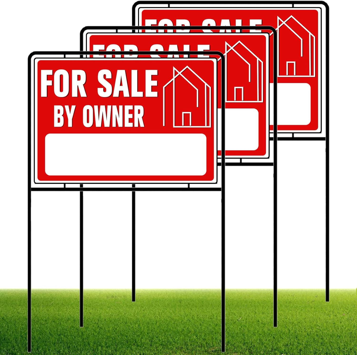 For Sale by Owner Yard Sign with Stakes, 30 Inches High, Double-Sided Printing,