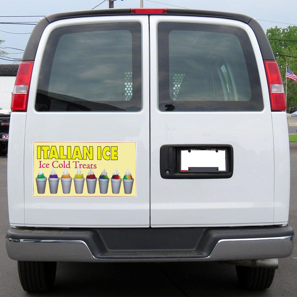 Car Magnet Set of 2 Italian Ice Ice Cold Treats Car Advertising Industrial Sign
