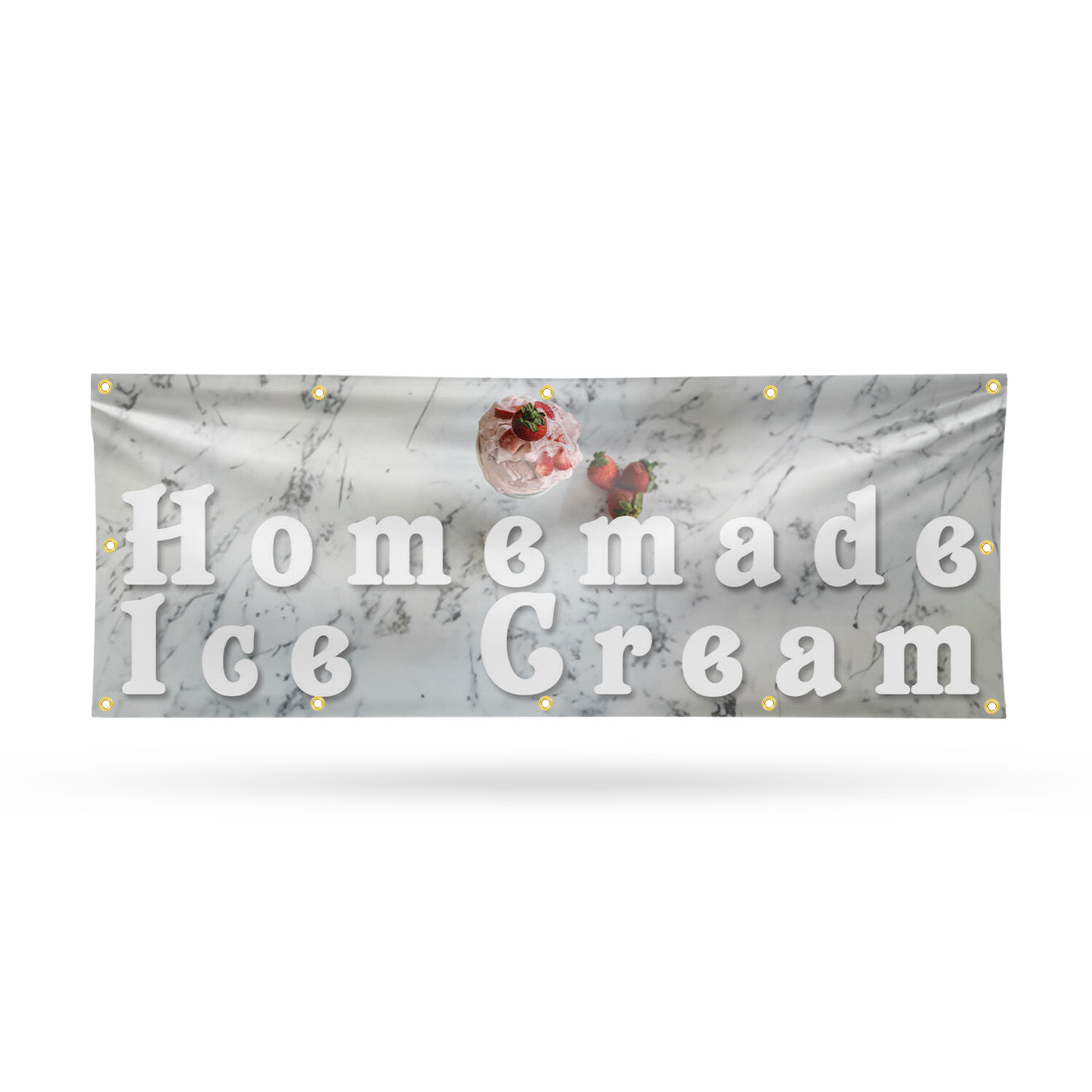 Homemade Ice Cream Vinyl Banner Sign with Metal Grommets Heavy-Duty