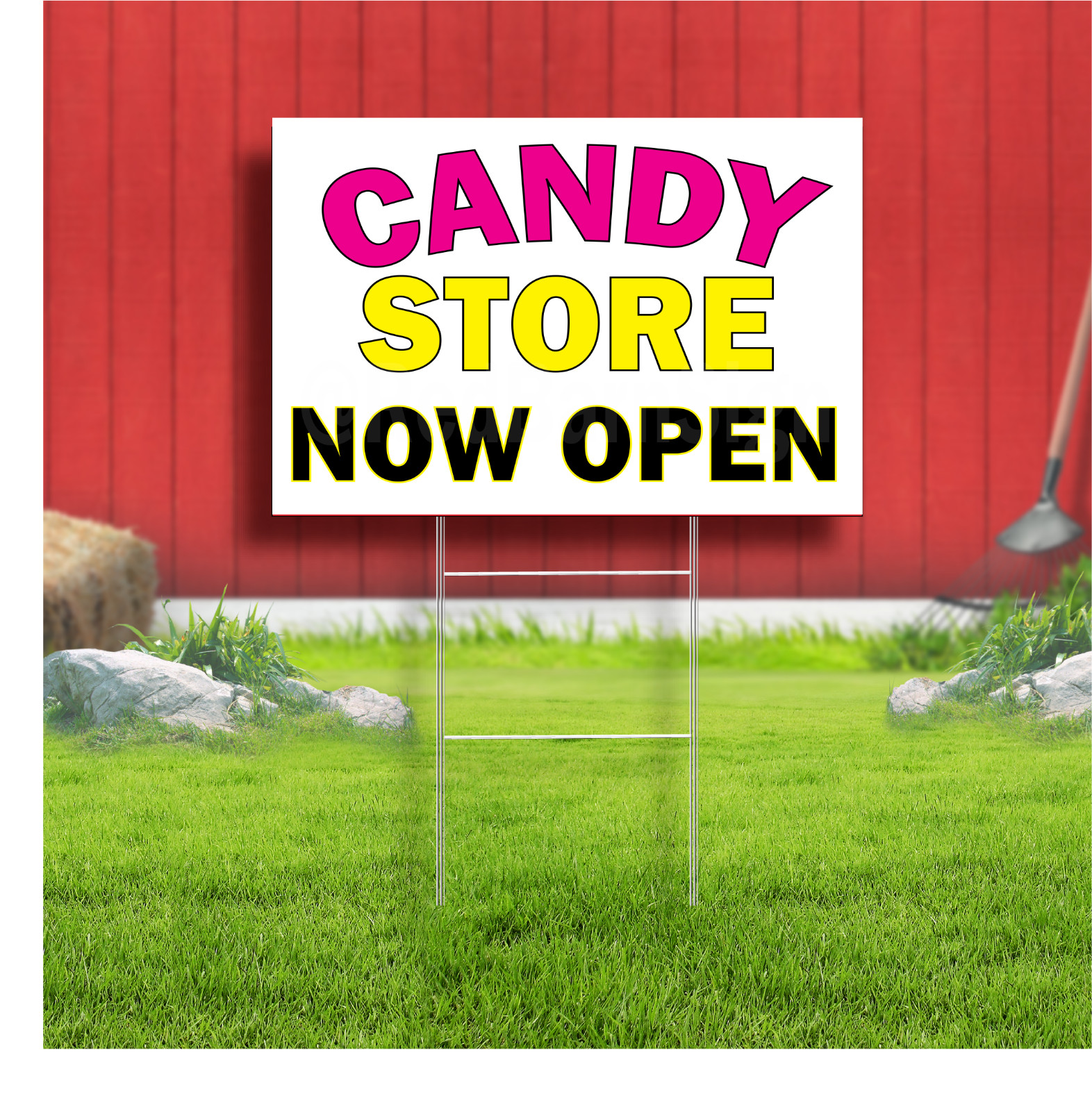 Candy Store Now open Coroplast Sign Plastic Indoor Outdoor Yard Sign