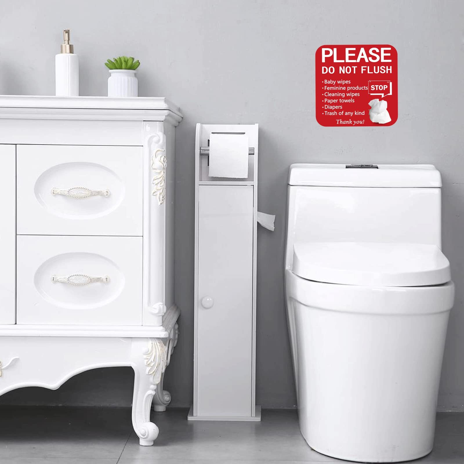 5 Pack 6×6 Inch Do Not Flush for Bathroom, Self-adhesive