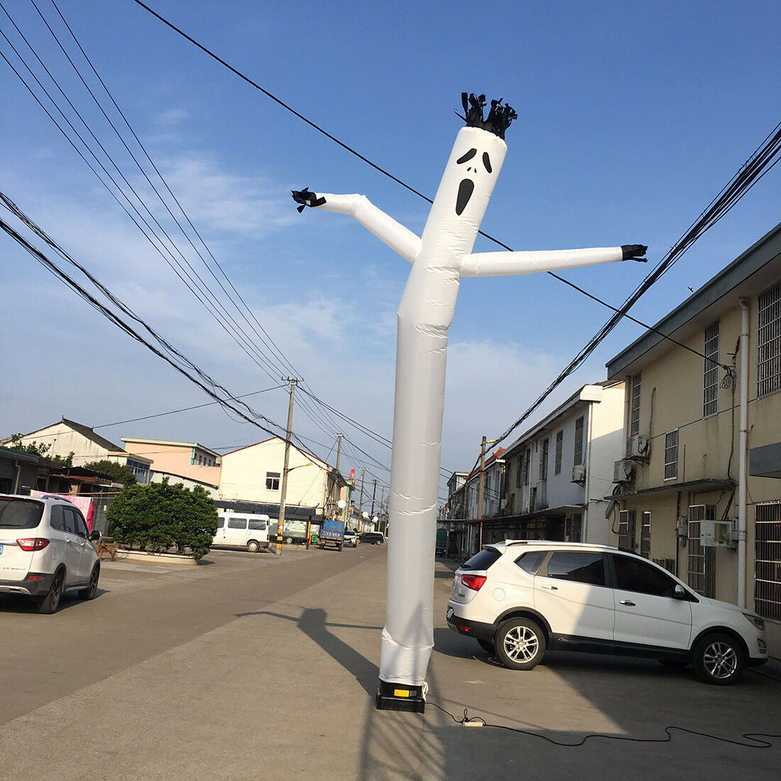 20Ft Inflatable Advertising Air Wind Tube Puppet White Ghost Wavy Man Dancer Gho