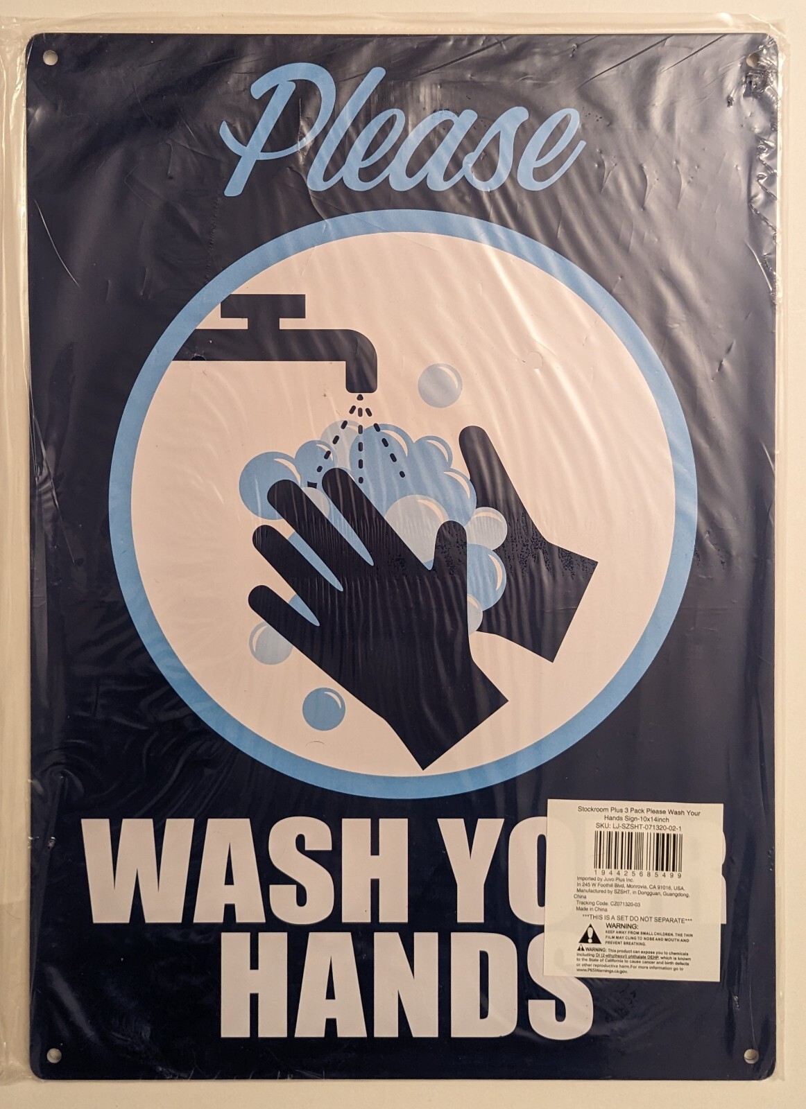 Vinyl Signs 3 Pack Please Wash Your Hands Wall 10×14 inch Restroom Bathroom Door
