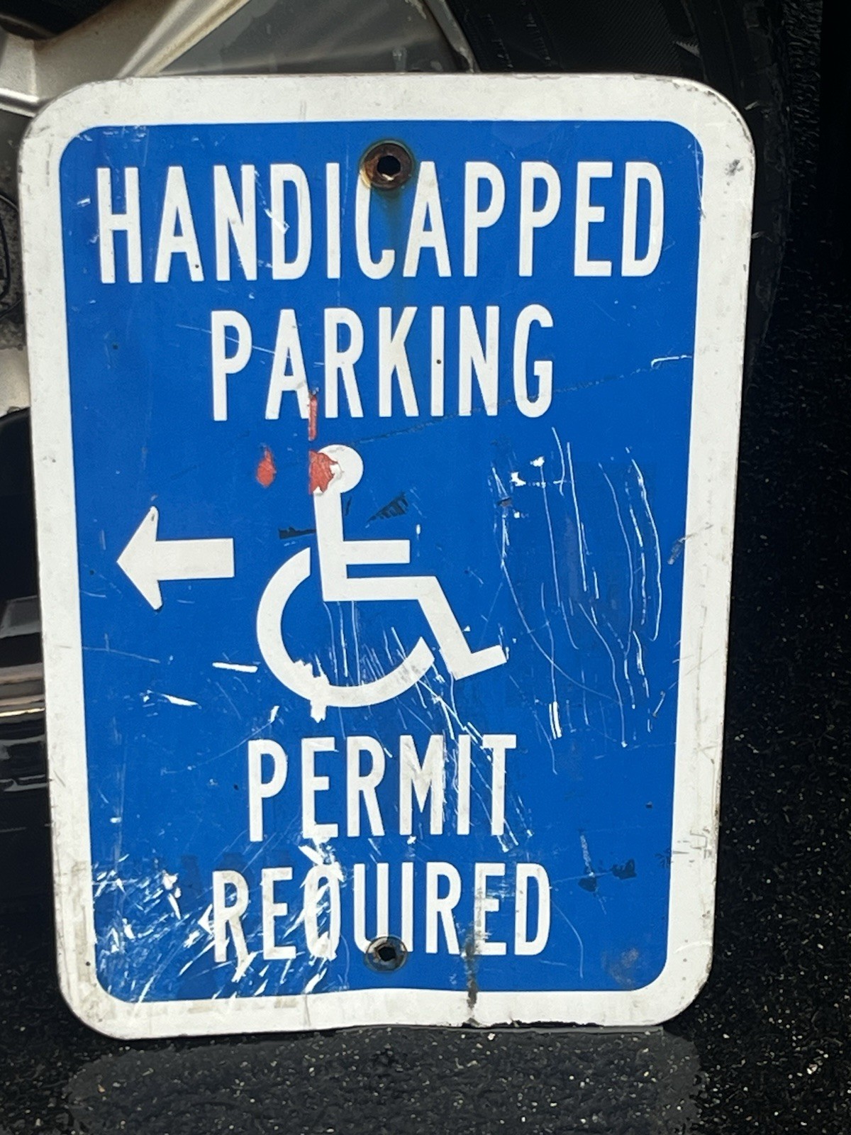 Handicapped Parking Permit Required 12″x18” Steel Street Sign Left Arrow