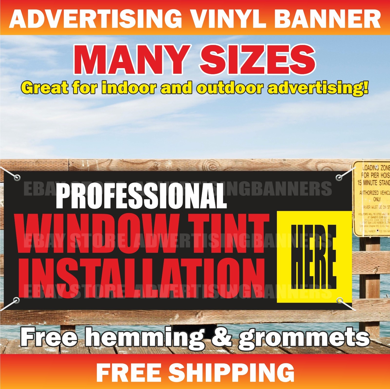 PROFESSIONAL WINDOW TINT INSTALLATION HERE Advertising Banner Vinyl Sign Service