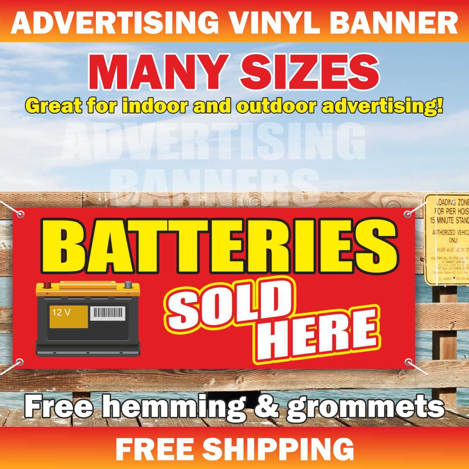 BATTERIES SOLD HERE Advertising Banner Vinyl Sign Auto Repair General Mechanic