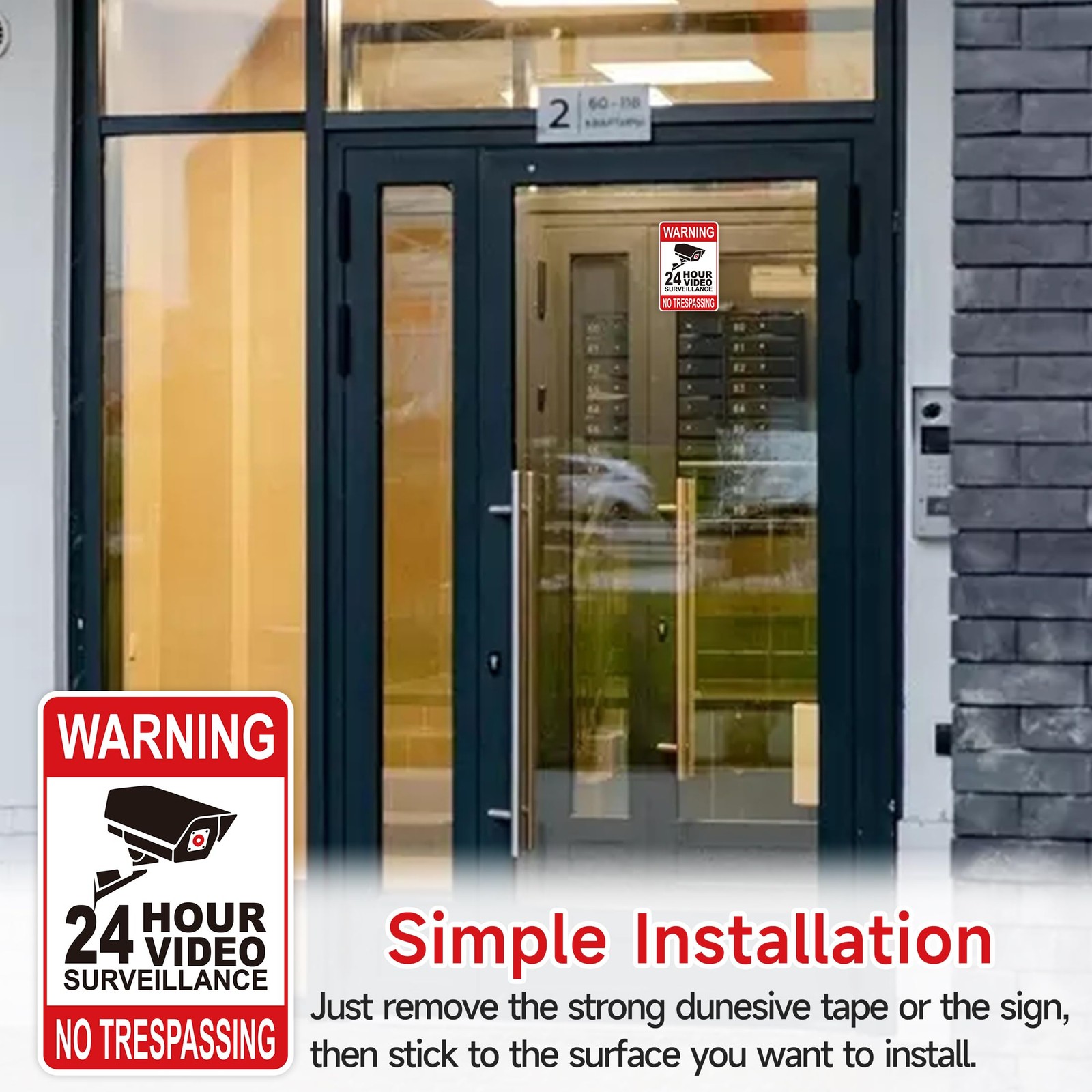 6PCS Video Surveillance Warning Sign，SelfAdhesive Durable Vinyl Security Came…