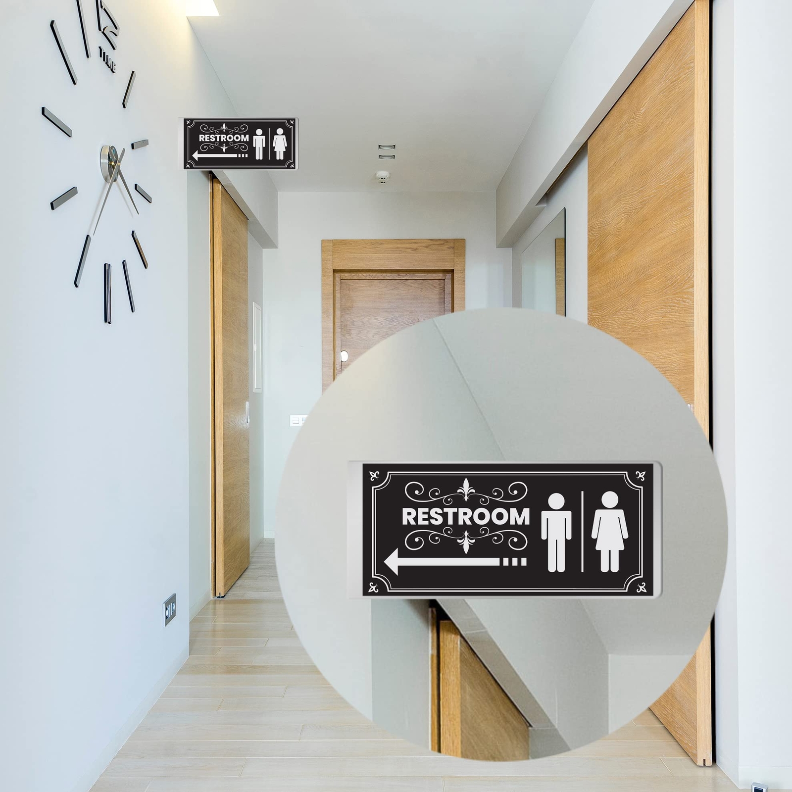 2 Pack Double Sided Aluminum Restroom Signs Metal Bathroom Signs 12″x5.5″