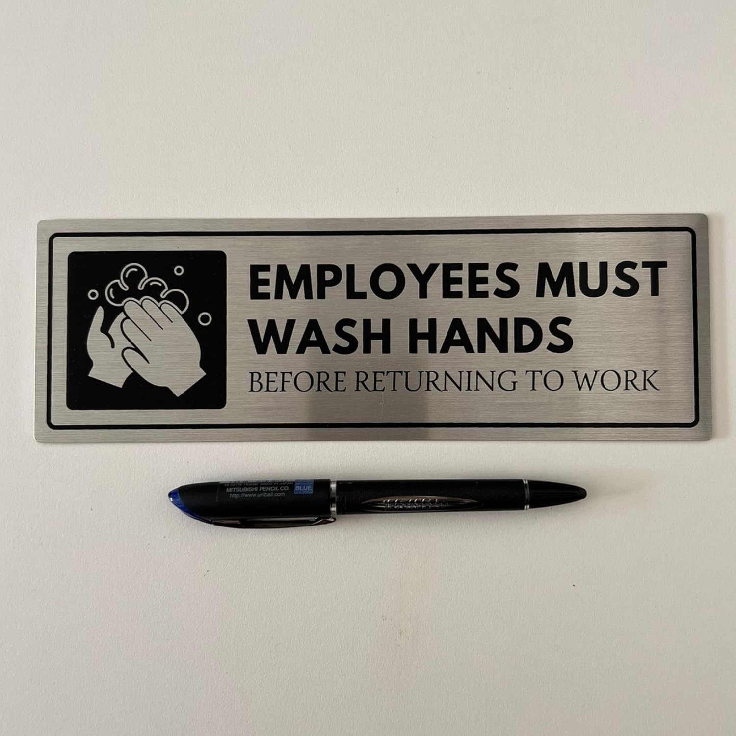 Employees Must Wash Hands Sign – 3 x 9 Inch – Aluminum – Strong Self-Adhesive…