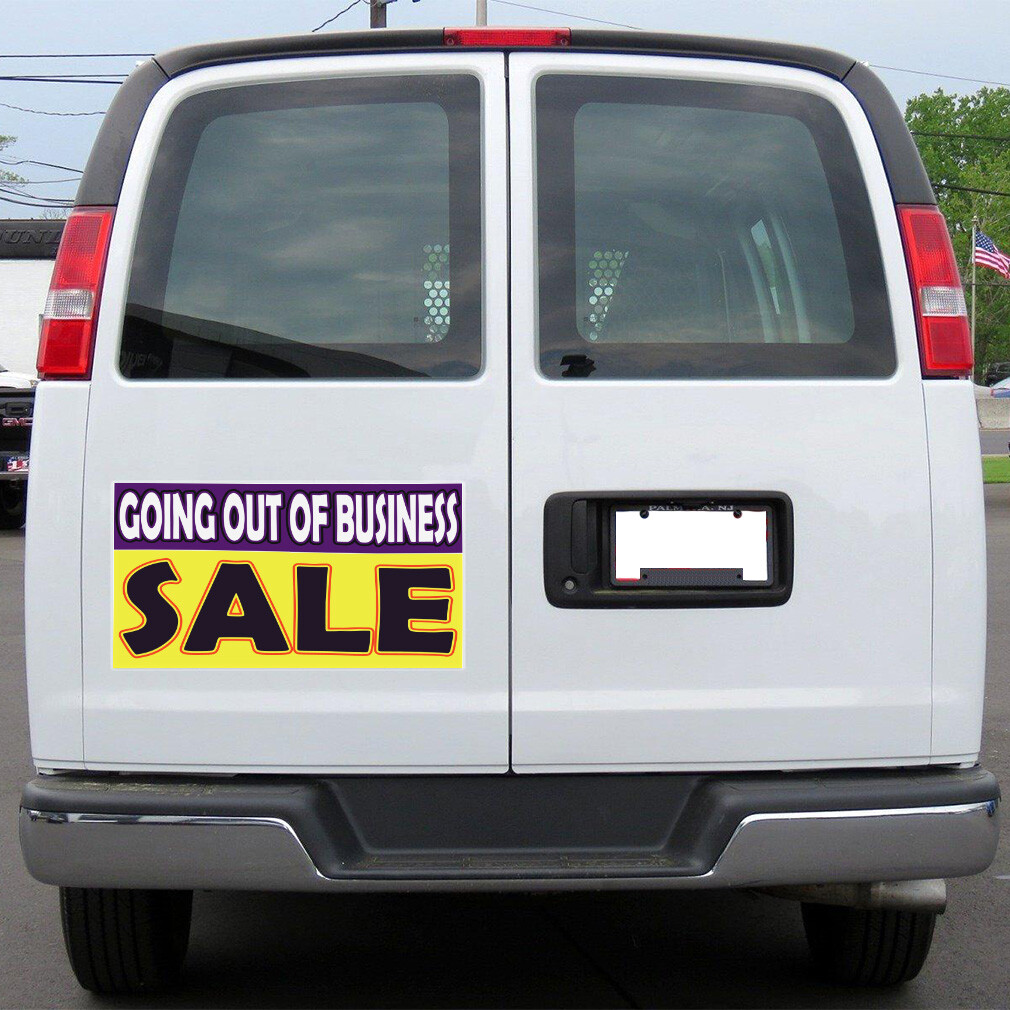 Car Magnet Set of 2 Going out of Business Sale Car Advertising Industrial Sign